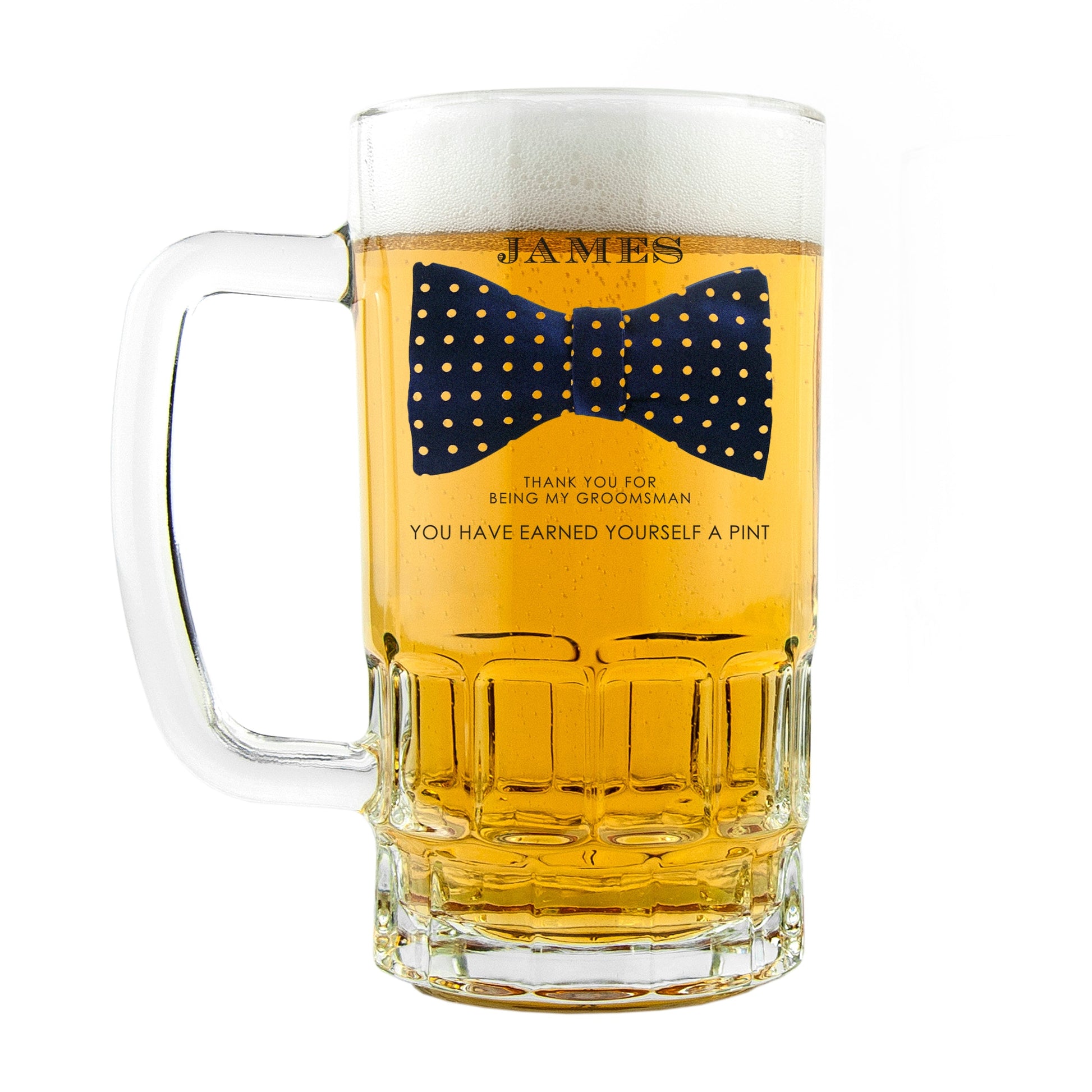 Gala Bowtie 740g Heavyweight Personalized Beer Stein  Beer Mugs Deeply Engraved