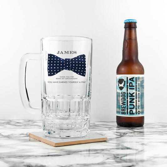 Gala Bowtie 740g Heavyweight Personalized Beer Stein  Beer Mugs Deeply Engraved