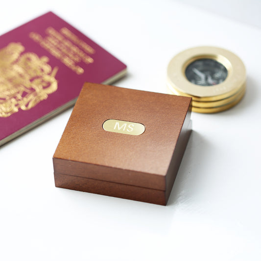 Engraved Compass With Monogrammed Timber Box