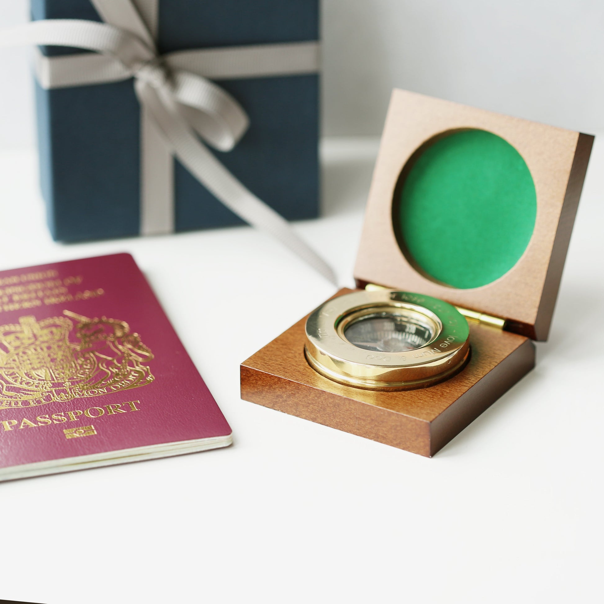 Personalized Compass With Handwriting Engraved Timber Box - Lovesakes