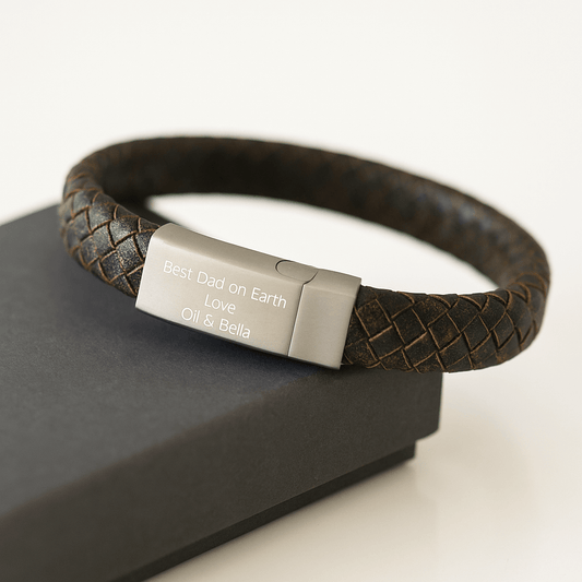 Halden – Engraved Antique Leather Bracelet - Rustic  Men's Bracelets Deeply Engraved