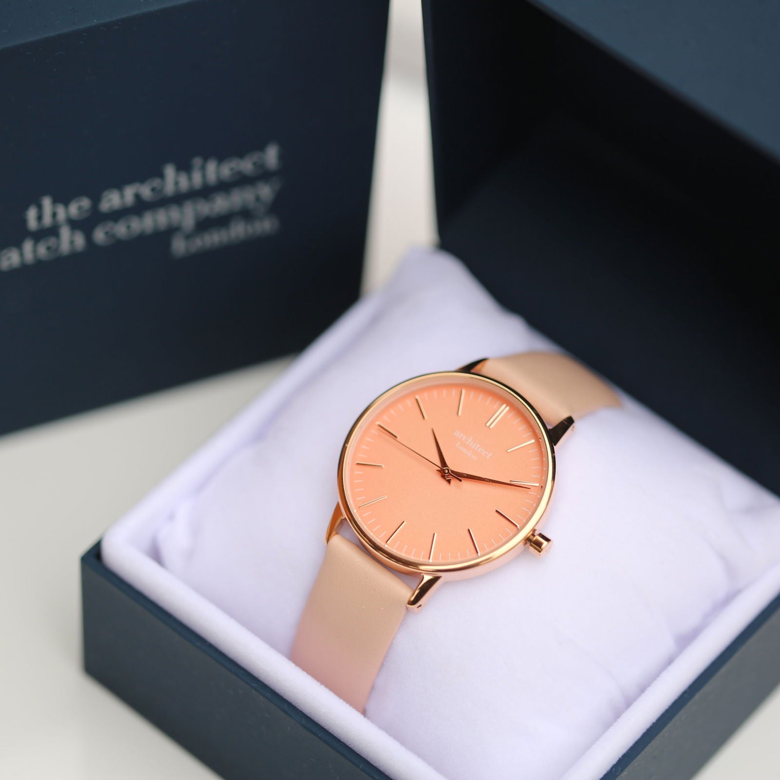 Handwriting Engraved Ladies Watch – Coral Dial Pink Strap  Ladies' Watches Deeply Engraved
