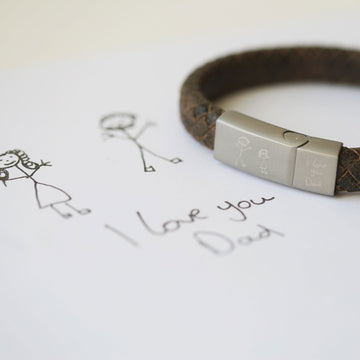 Handwriting Personalized Antique Style Bracelet - Rustic  Men's Bracelets Deeply Engraved