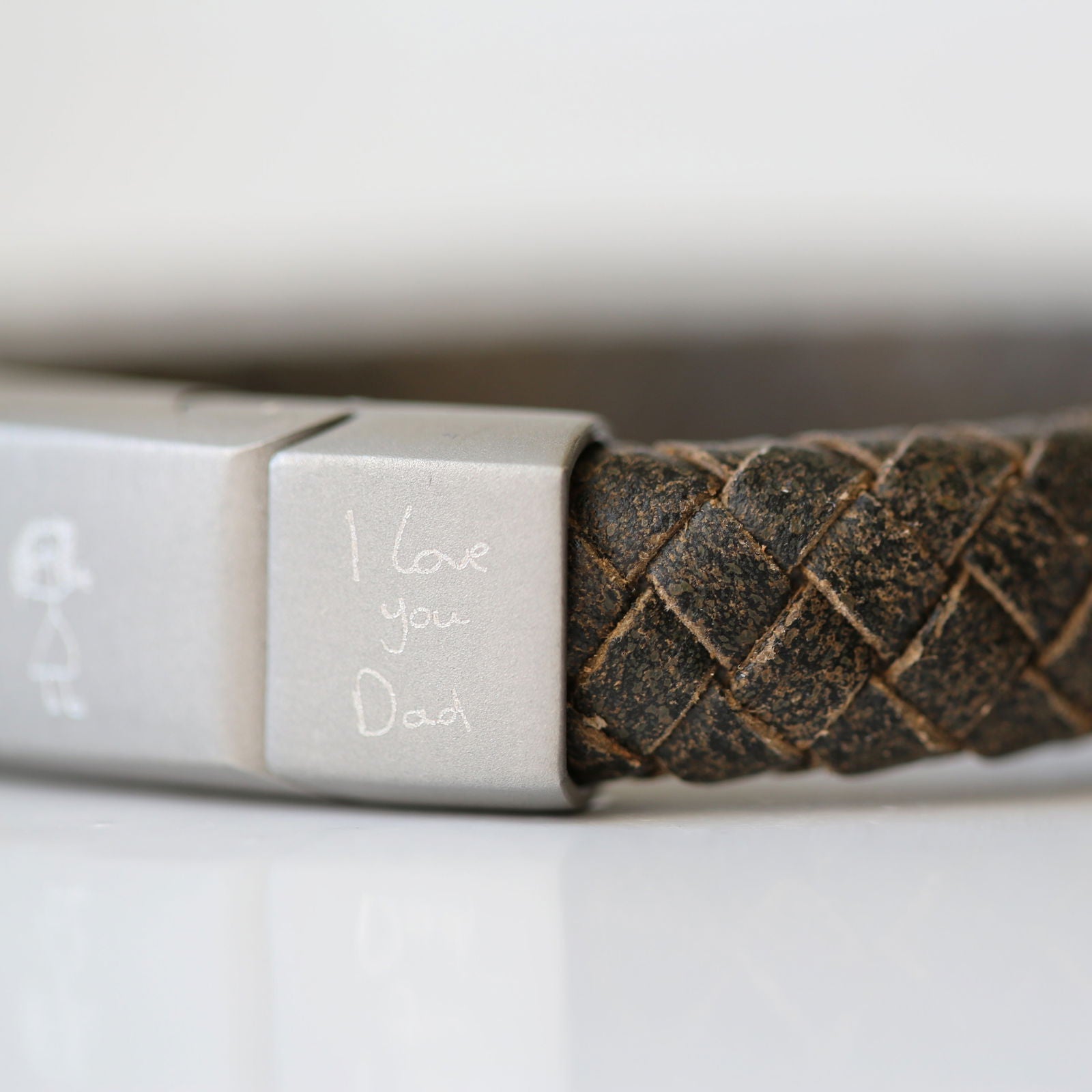 Handwriting Personalized Antique Style Bracelet - Rustic  Men's Bracelets Deeply Engraved