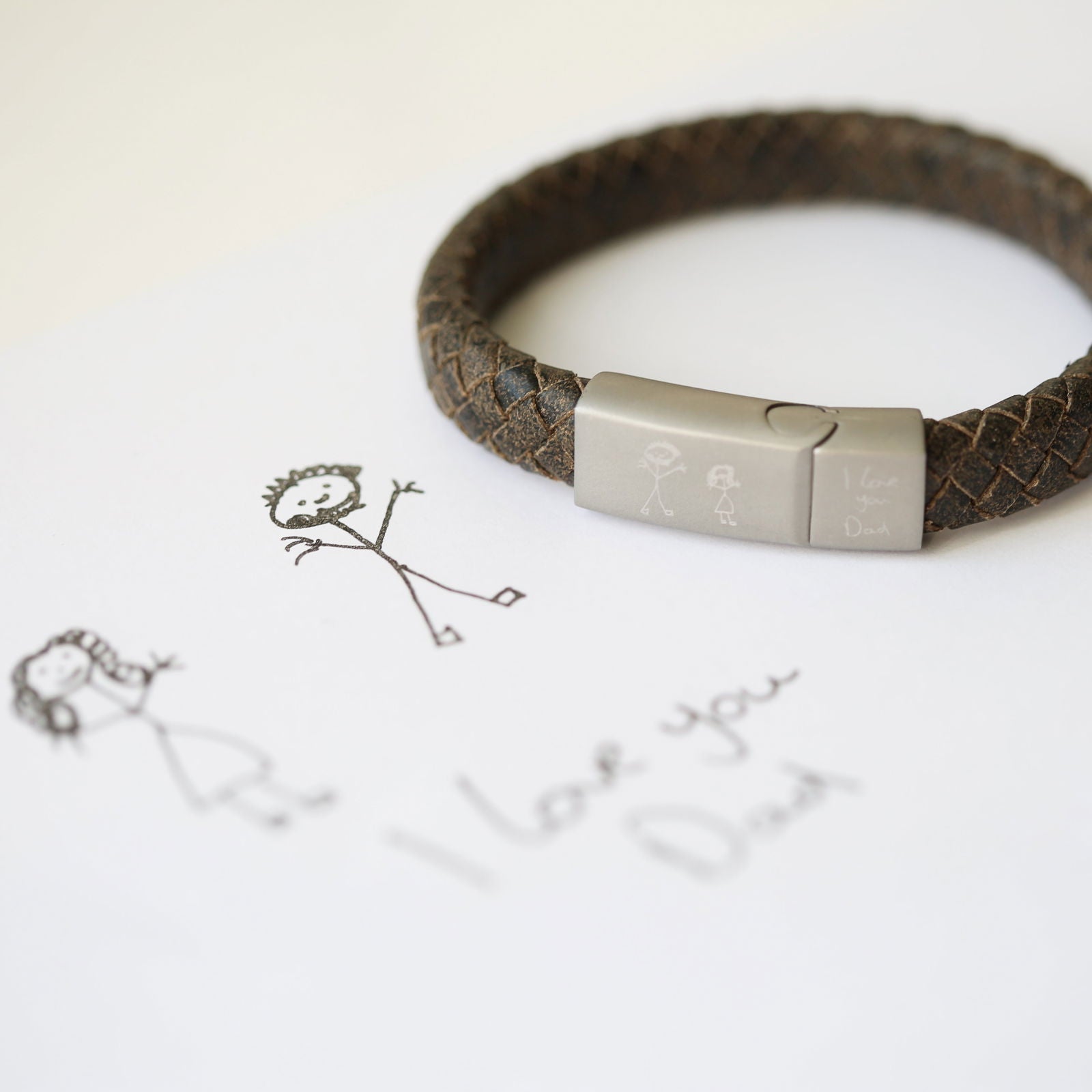 Handwriting Personalized Antique Style Bracelet - Rustic  Men's Bracelets Deeply Engraved