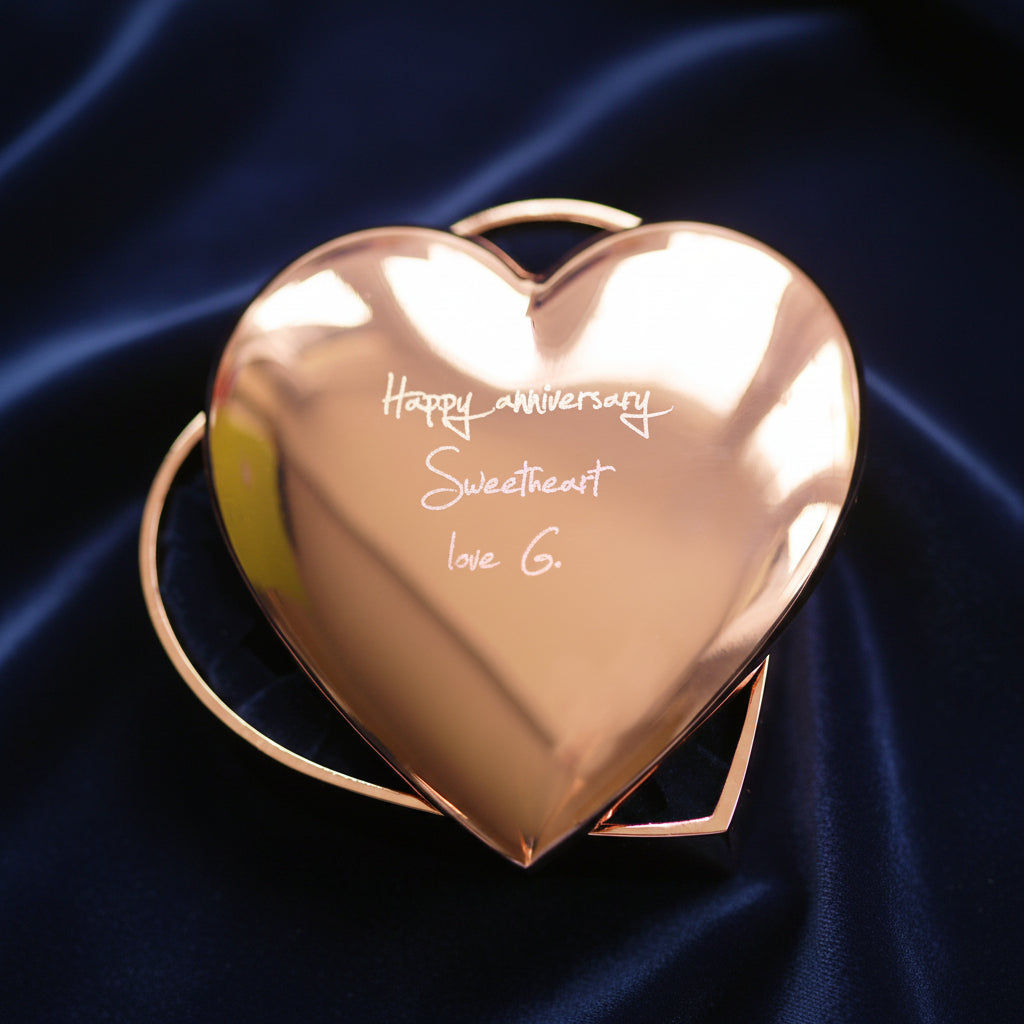 Handwritten Signature Heart Jewelry Box – Rose Gold  Jewellery Boxes & Storage Deeply Engraved