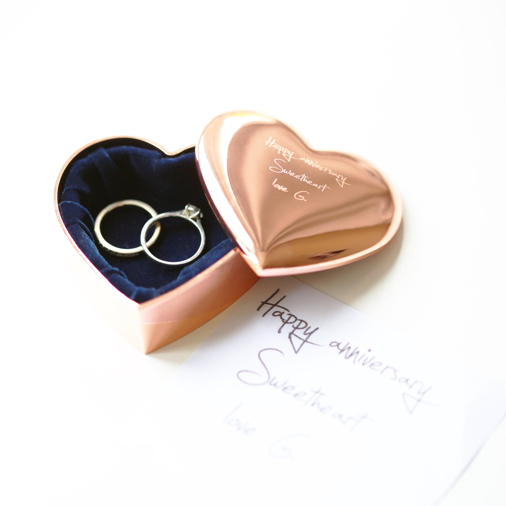 Handwritten Signature Heart Jewelry Box – Rose Gold  Jewellery Boxes & Storage Deeply Engraved