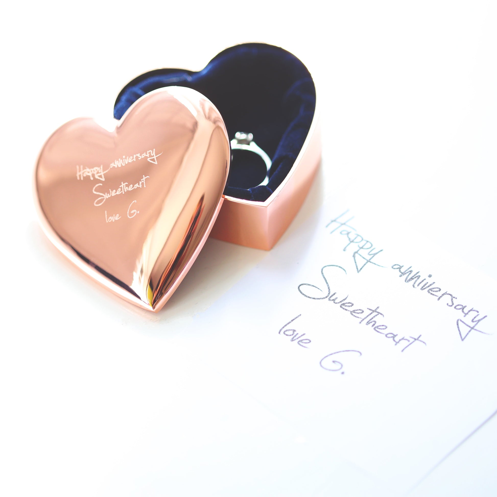 Handwritten Signature Heart Jewelry Box – Rose Gold  Jewellery Boxes & Storage Deeply Engraved