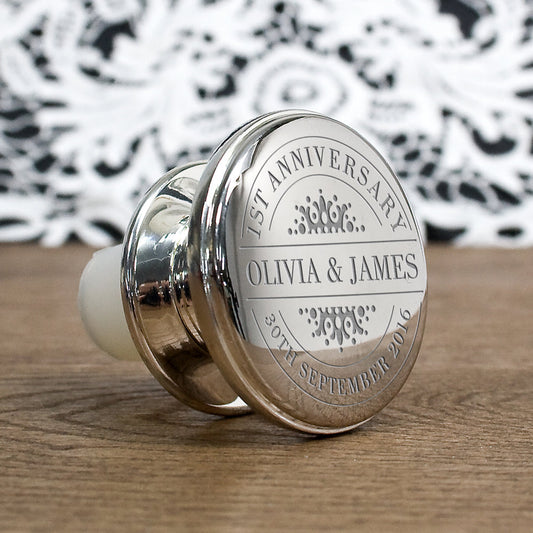 Engraved Happy Anniversary Bottle Stopper