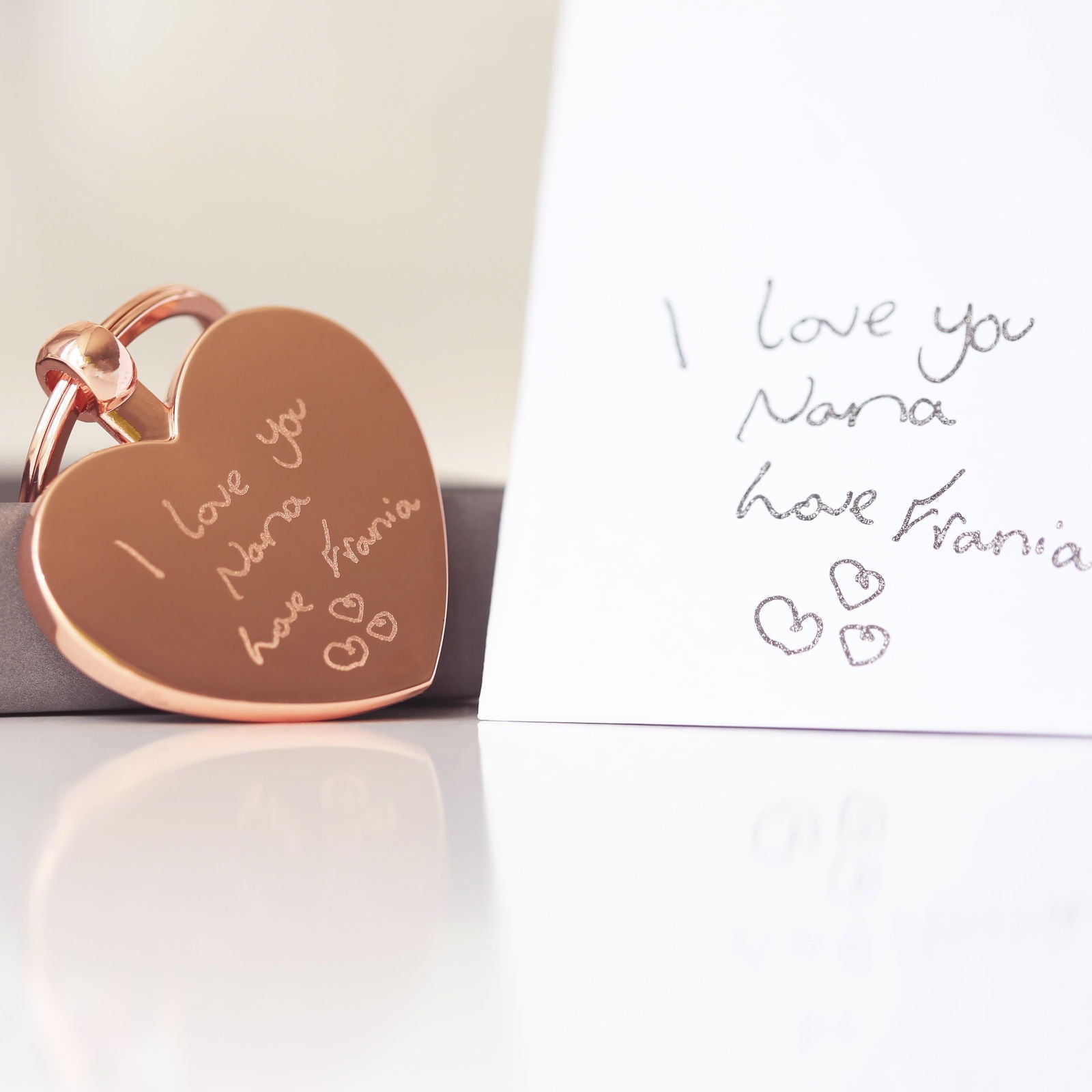 Hearts Forever Keychain With Handwriting Engraving  Keyrings Deeply Engraved
