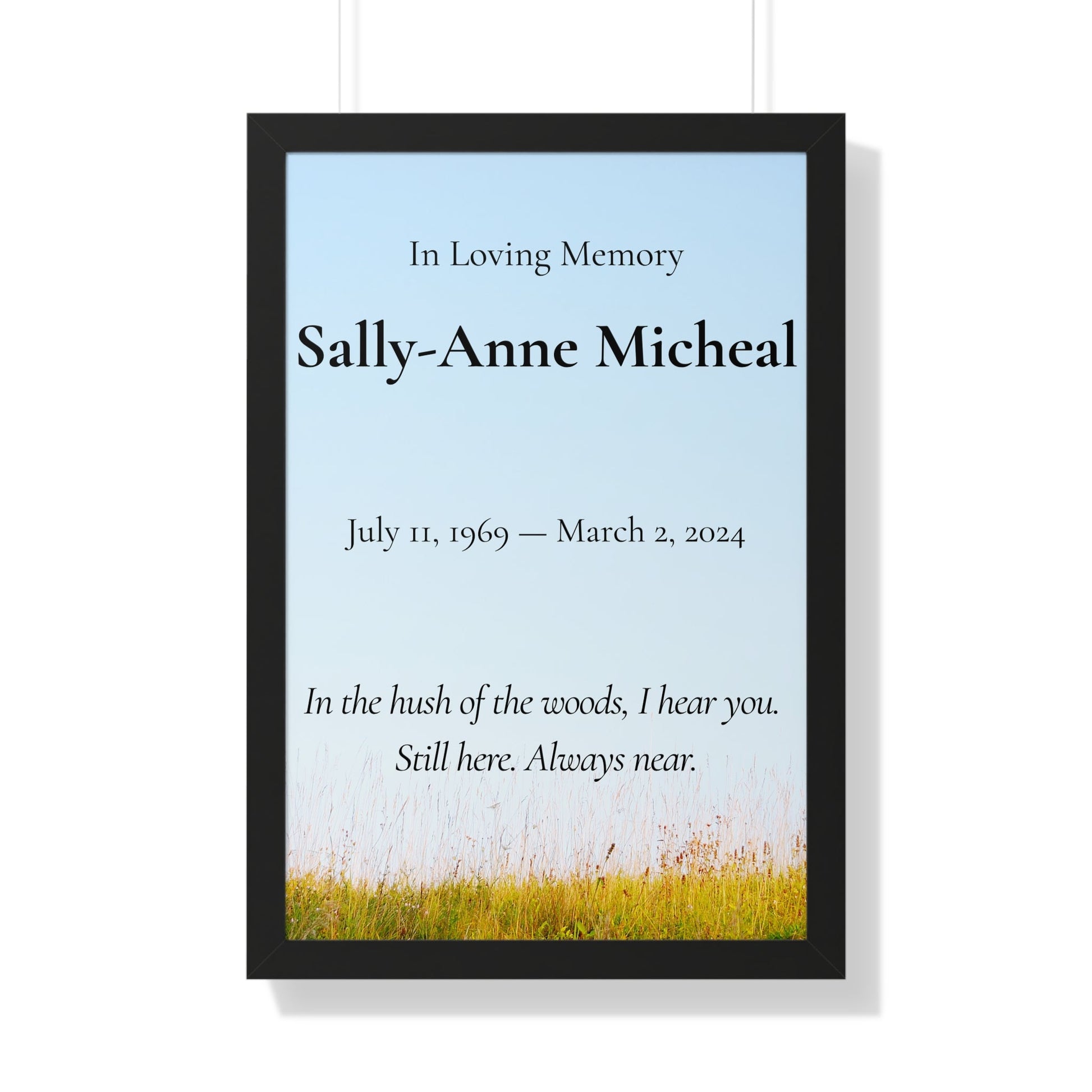 In the Hush – Personalized Memorial Wall Art Print  Memorial Wall Art Prints Deeply Engraved