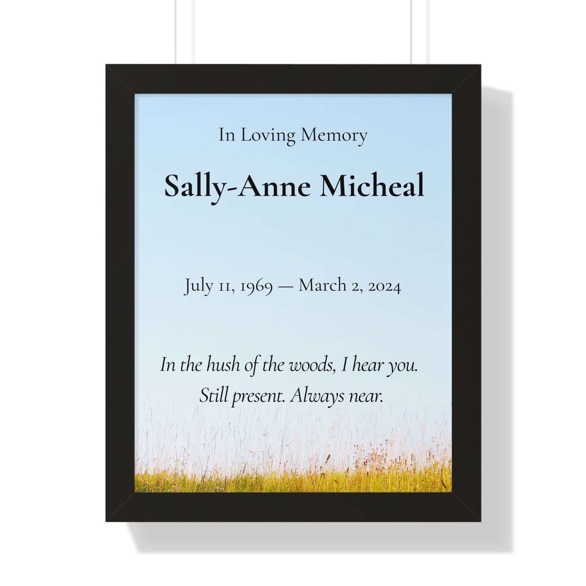 In the Hush – Personalized Memorial Wall Art Print  Memorial Wall Art Prints Deeply Engraved