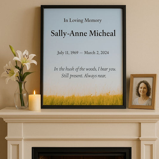 In the Hush – Personalized Memorial Wall Art Print  Memorial Wall Art Prints Deeply Engraved
