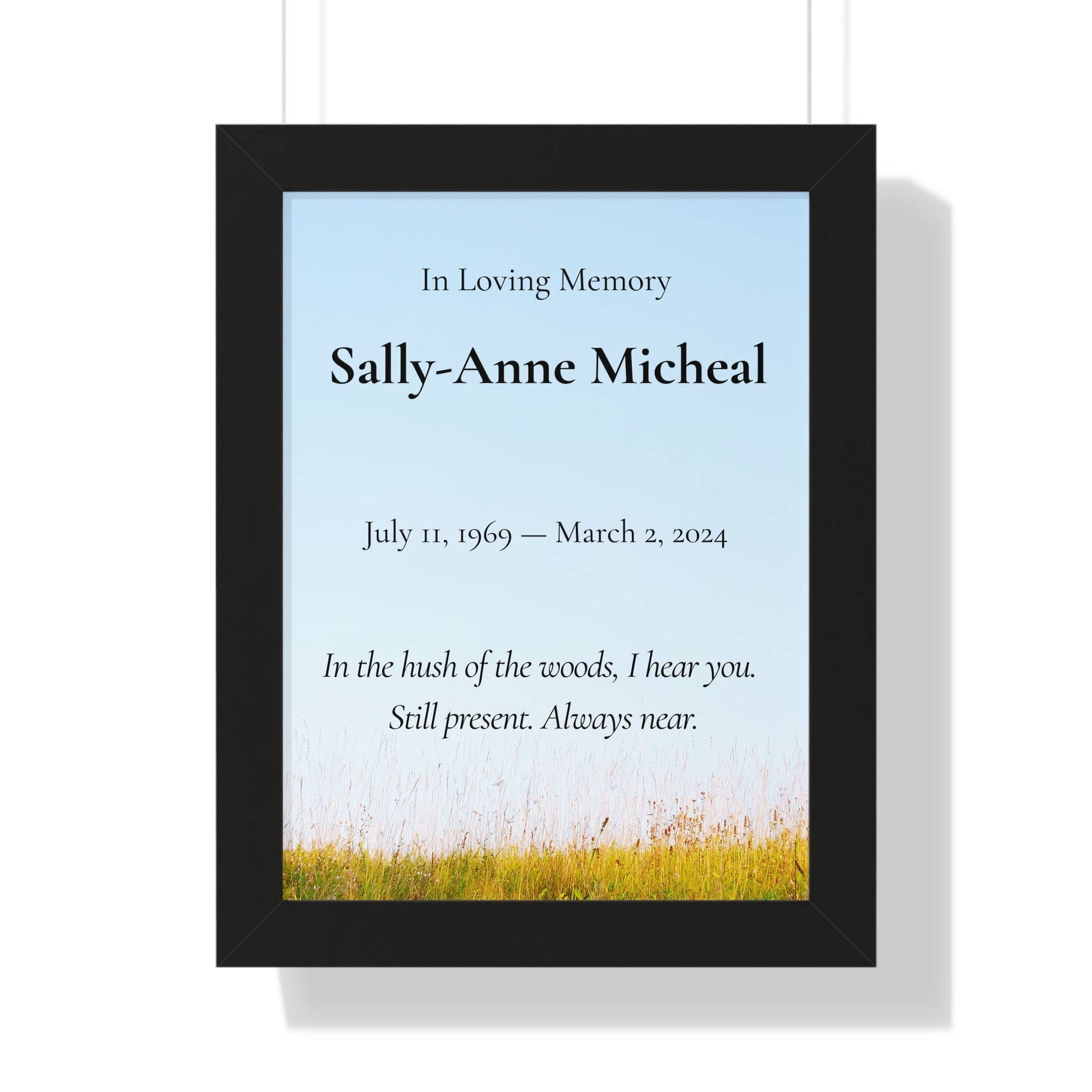 In the Hush – Personalized Memorial Wall Art Print  Memorial Wall Art Prints Deeply Engraved