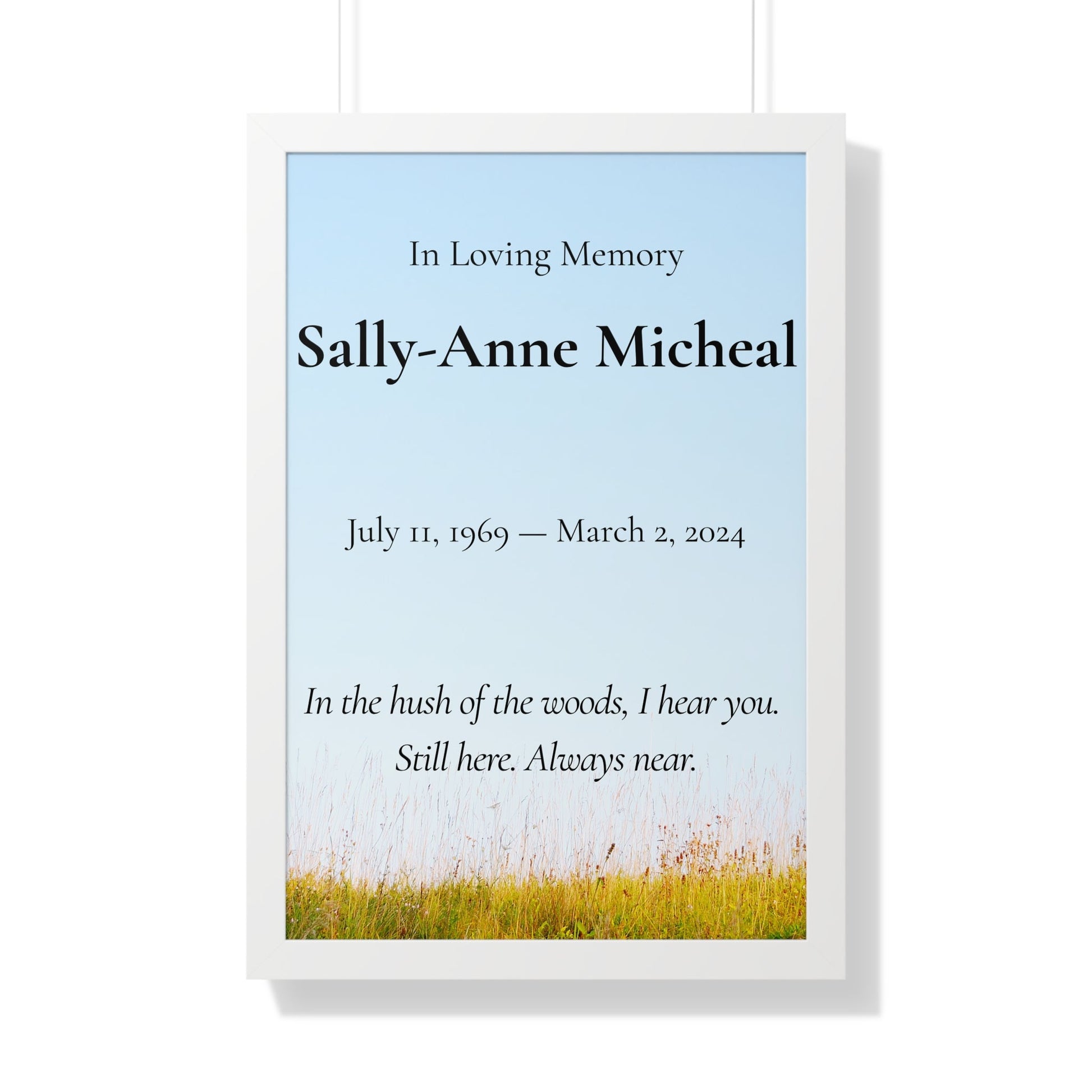 In the Hush – Personalized Memorial Wall Art Print  Memorial Wall Art Prints Deeply Engraved