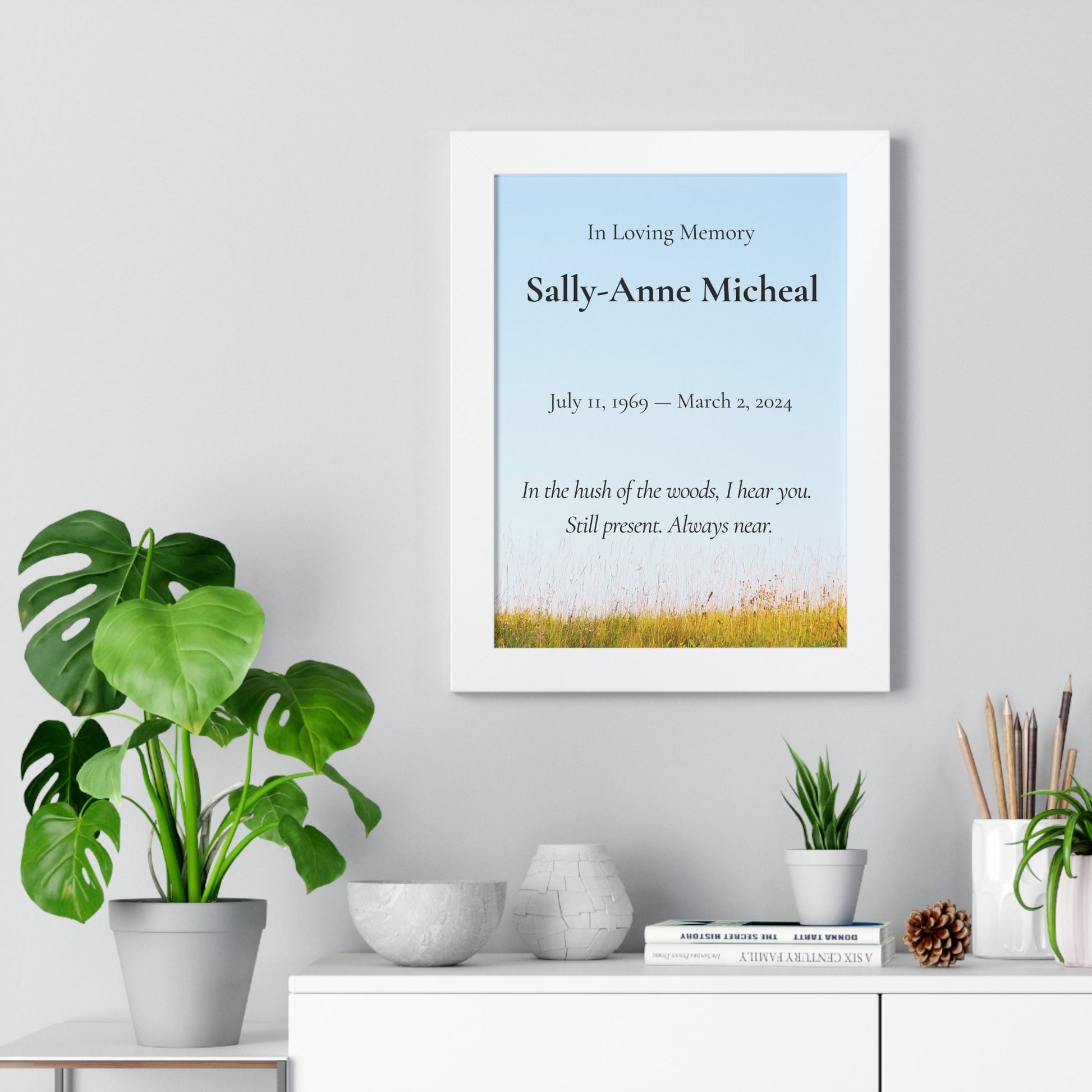 In the Hush – Personalized Memorial Wall Art Print  Memorial Wall Art Prints Deeply Engraved