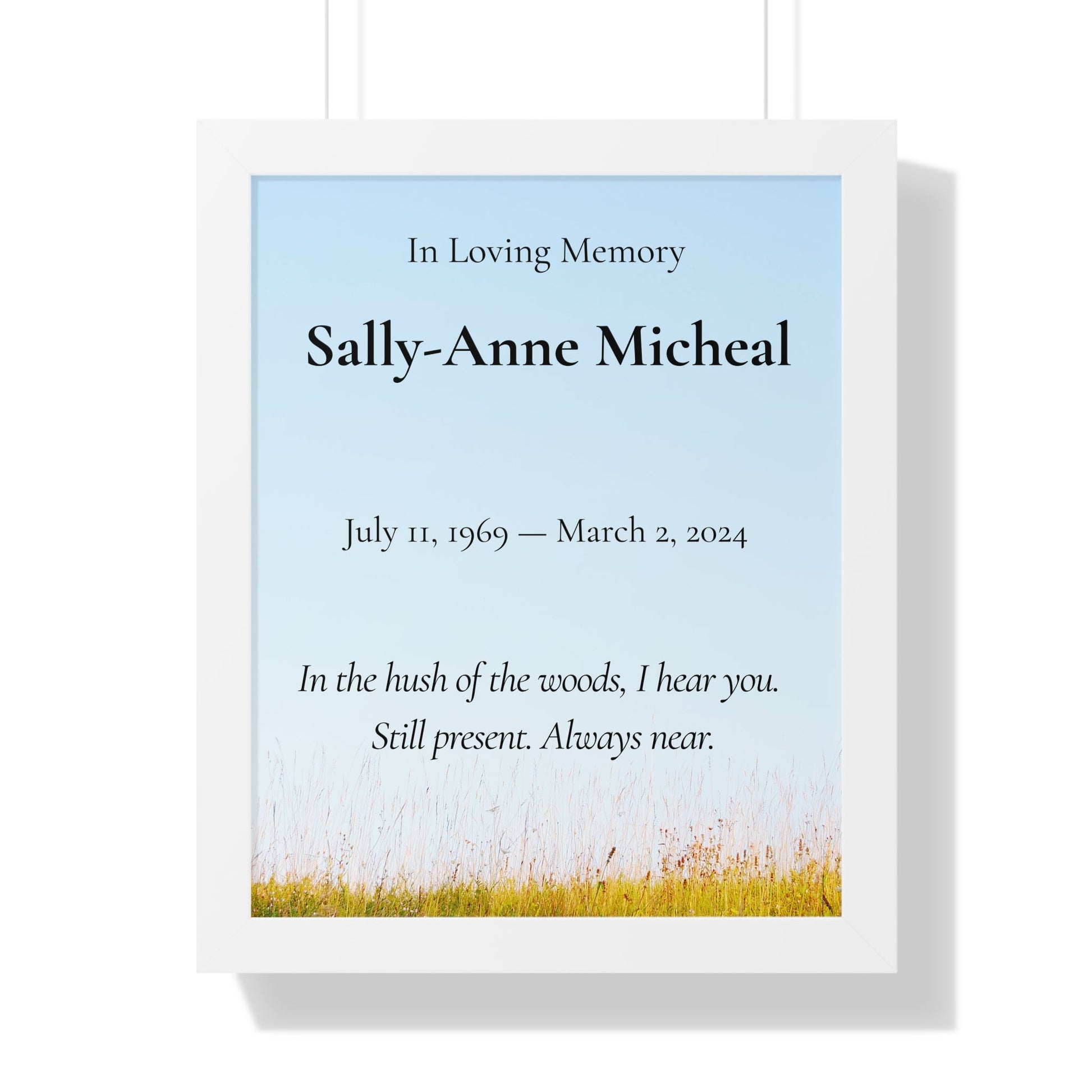 In the Hush – Personalized Memorial Wall Art Print  Memorial Wall Art Prints Deeply Engraved