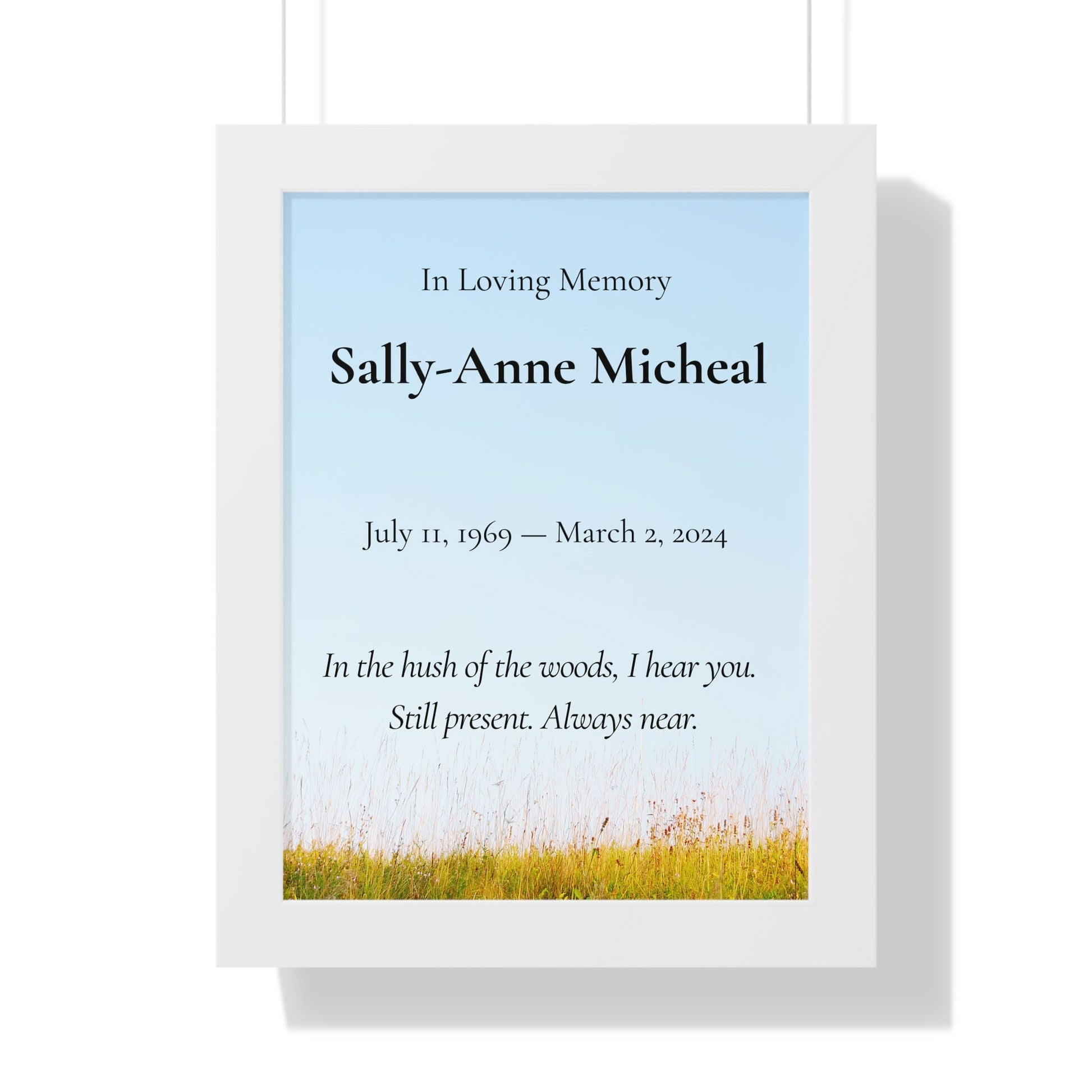 In the Hush – Personalized Memorial Wall Art Print  Memorial Wall Art Prints Deeply Engraved