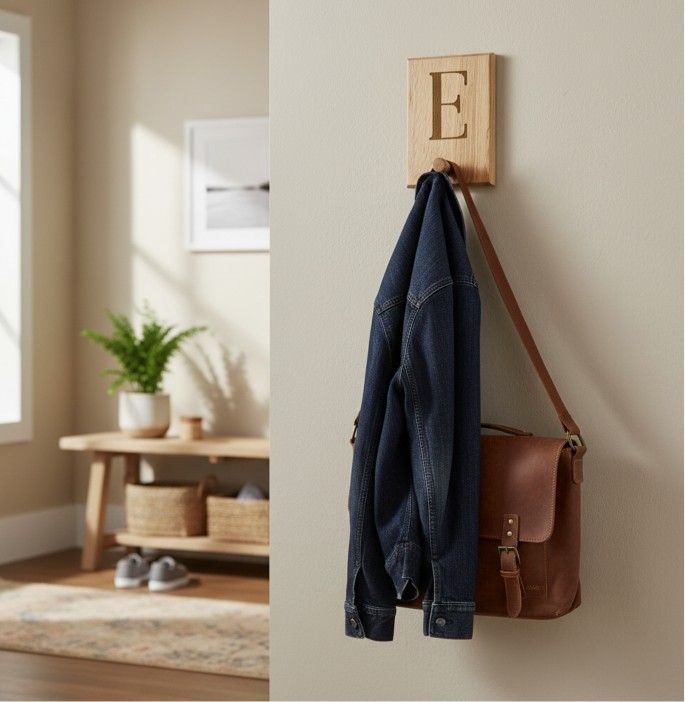 Personalized Oak Peg Hook | Custom Engraved Wooden Wall Hook