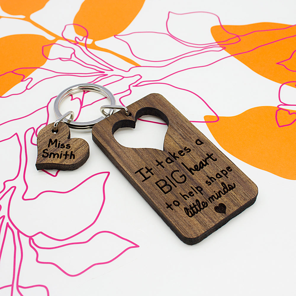 Personalized Teachers Keyring - A Big Heart To Shape Little Minds - Lovesakes