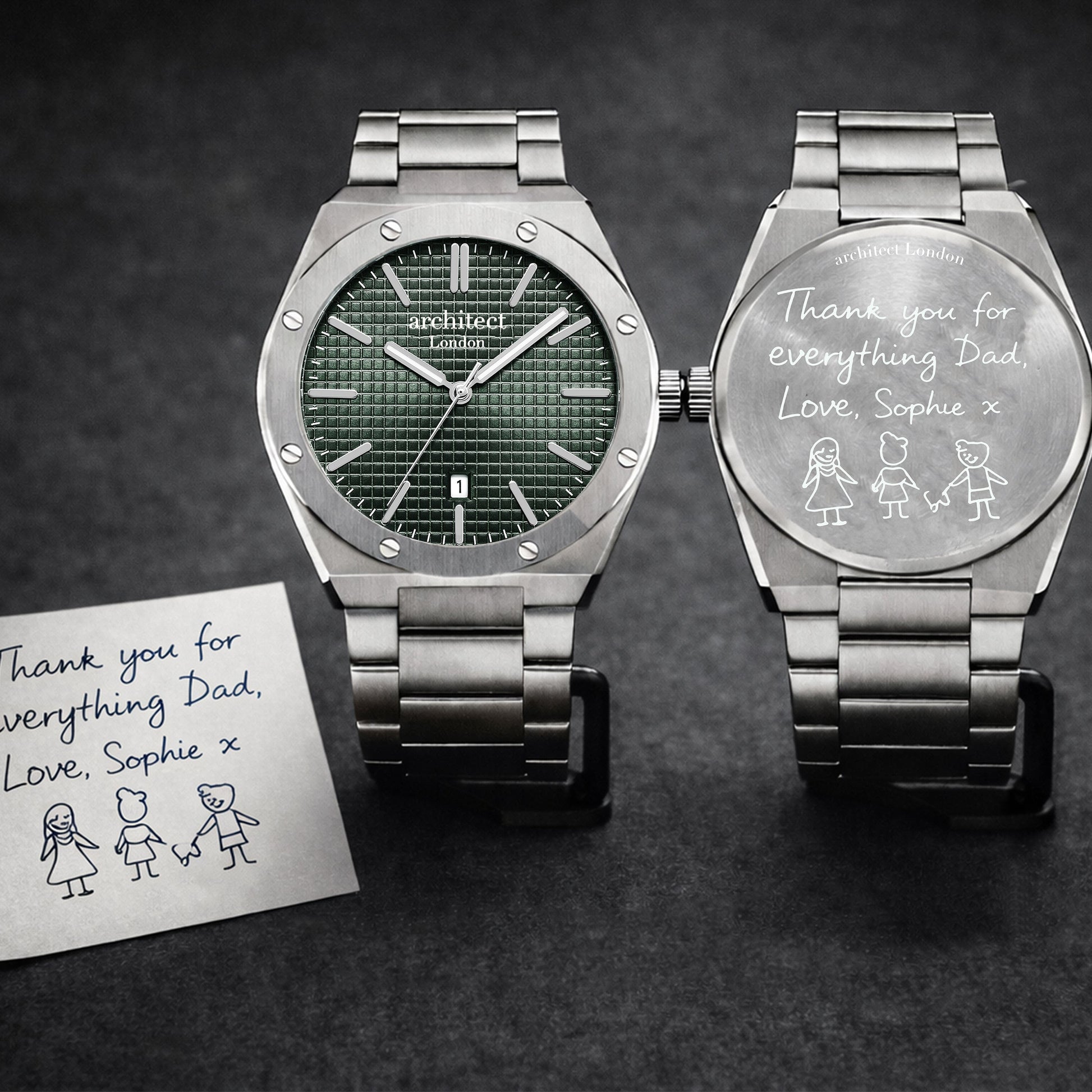 Kensington - Personalized Men’s Watch (Handwriting Engraving)  Men's Watches Deeply Engraved