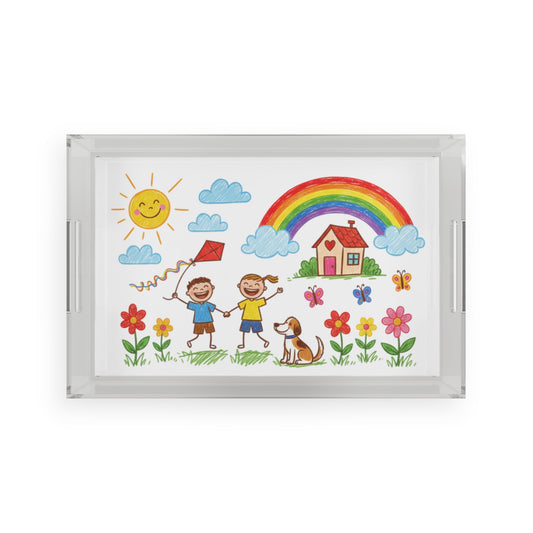 Kid's Drawing Acrylic Serving Tray  Serving Trays Deeply Engraved