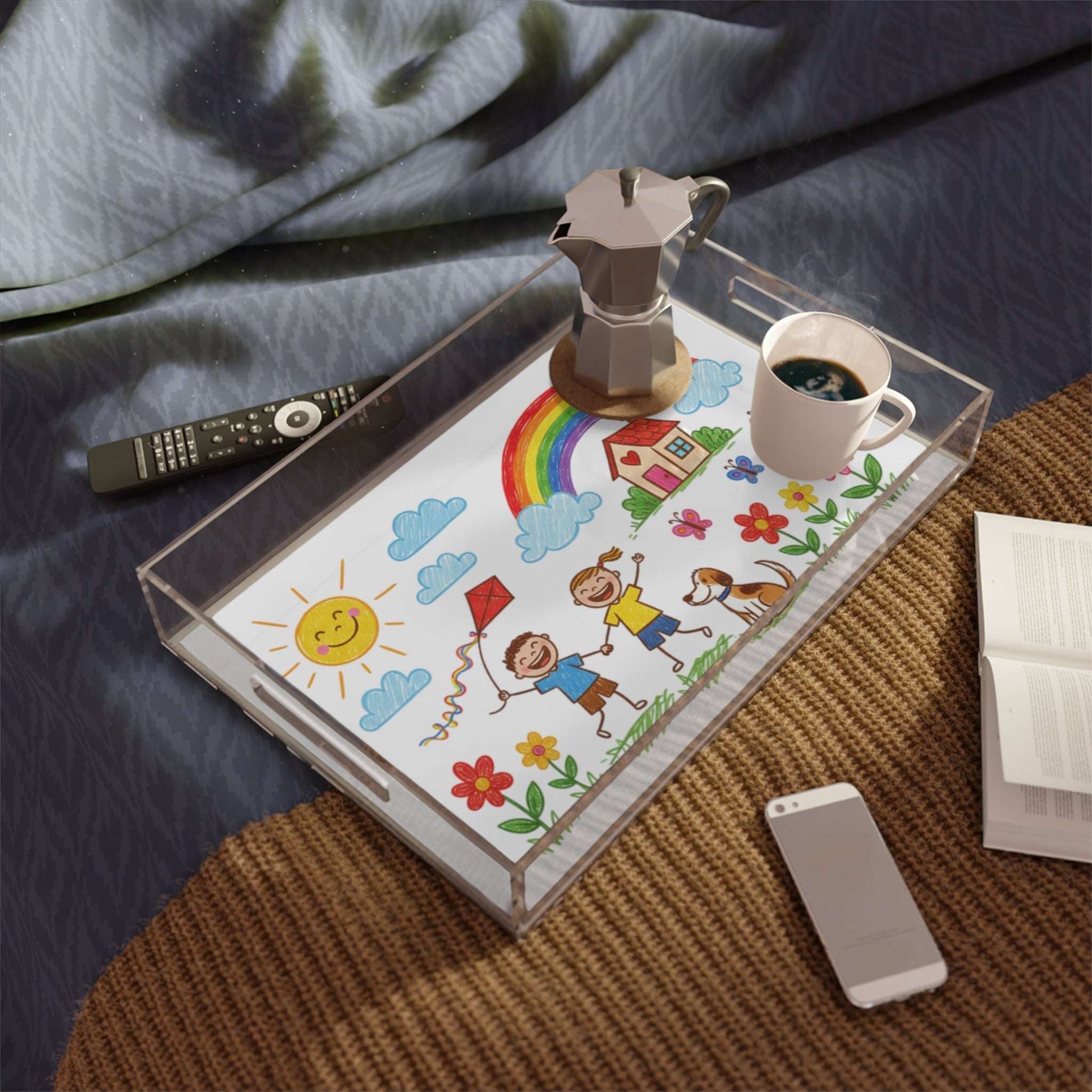 Kid's Drawing Acrylic Serving Tray  Serving Trays Deeply Engraved