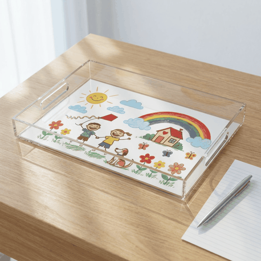 Kid's Drawing Acrylic Serving Tray  Serving Trays Deeply Engraved