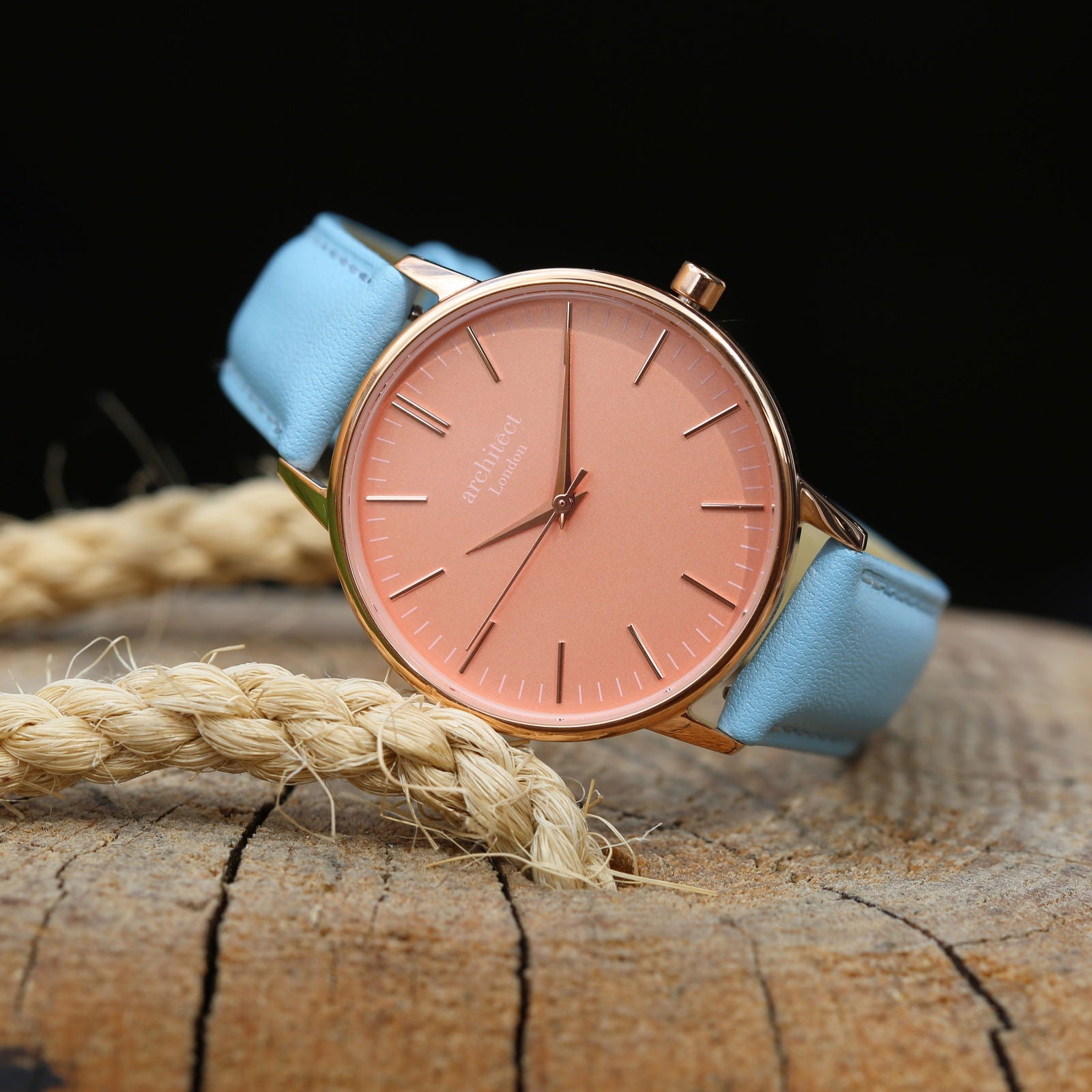 Ladies Coral Personalized Watch In Light Blue  Ladies' Watches Deeply Engraved