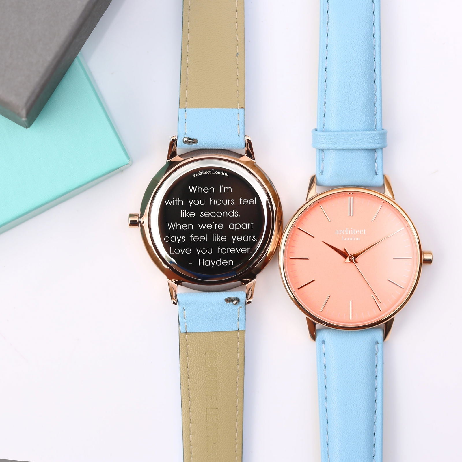 Ladies Coral Personalized Watch In Light Blue  Ladies' Watches Deeply Engraved