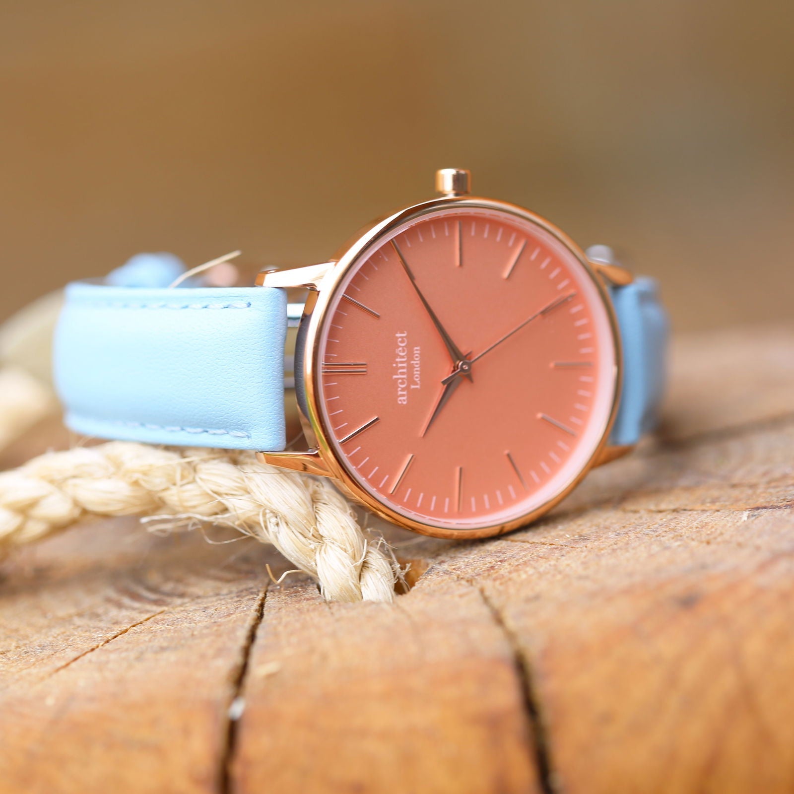 Ladies Coral Personalized Watch In Light Blue  Ladies' Watches Deeply Engraved