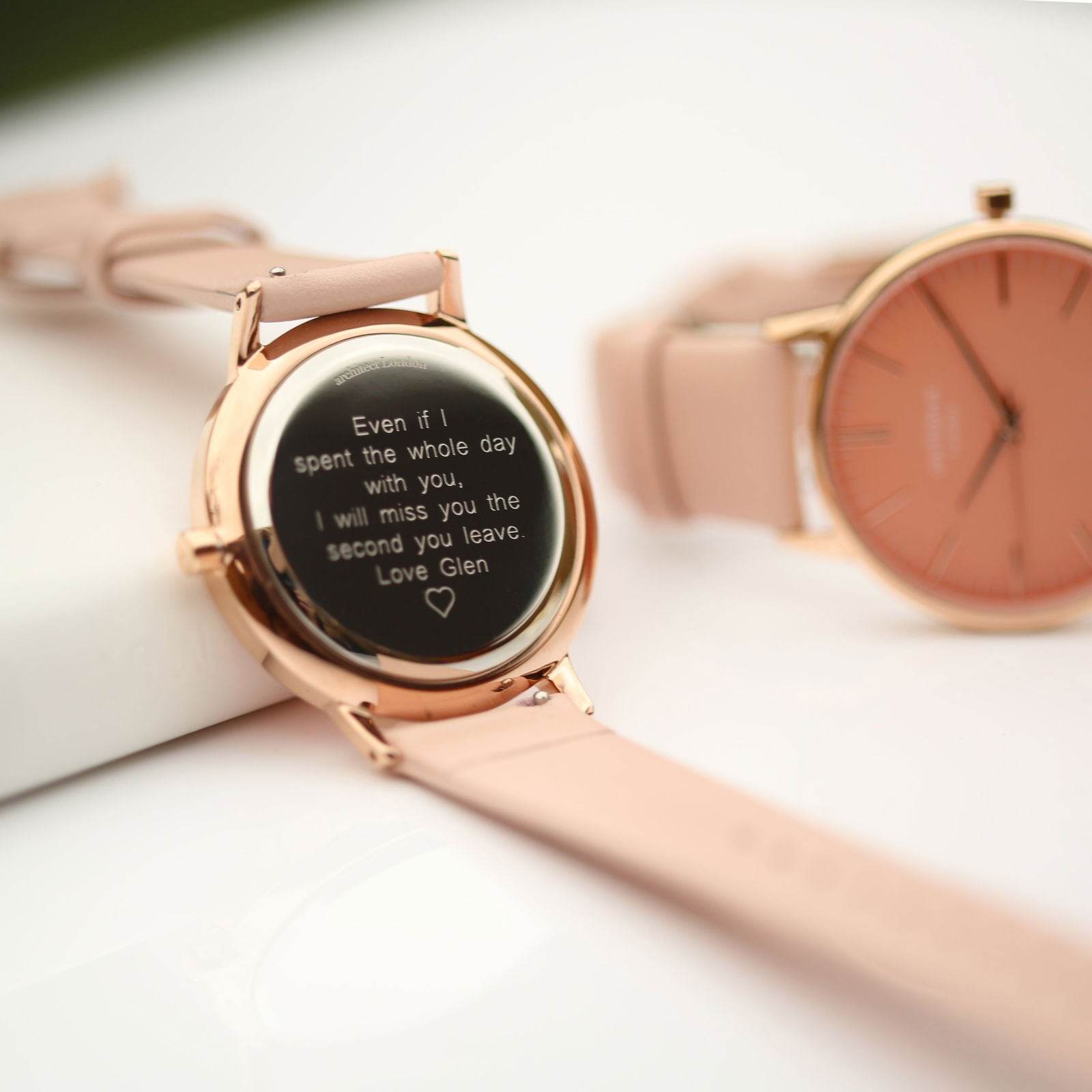 Ladies Coral Personalized Watch in Light Pink  Ladies' Watches Deeply Engraved