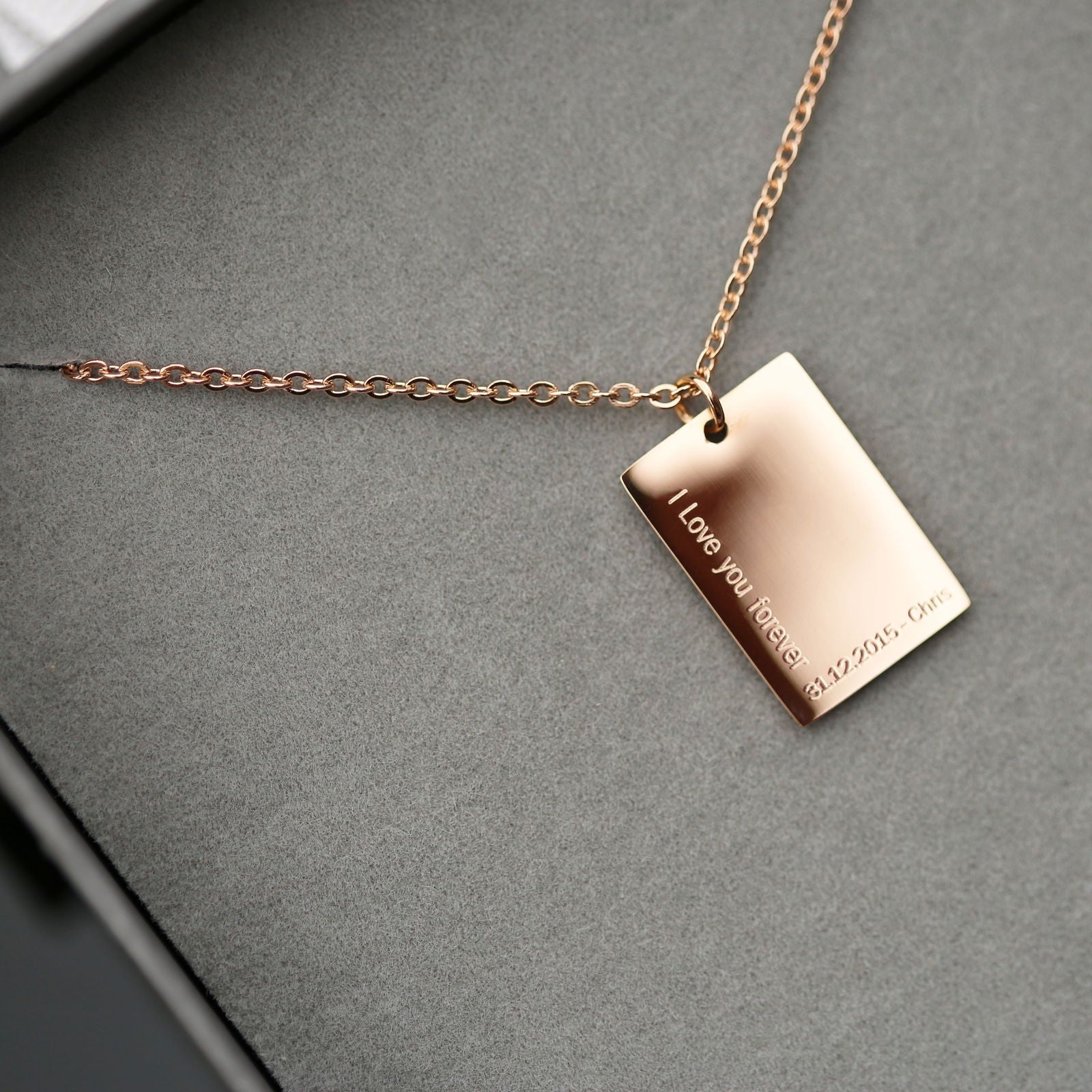 Ladies Engraved Tag Pendant Necklace  Necklaces Deeply Engraved