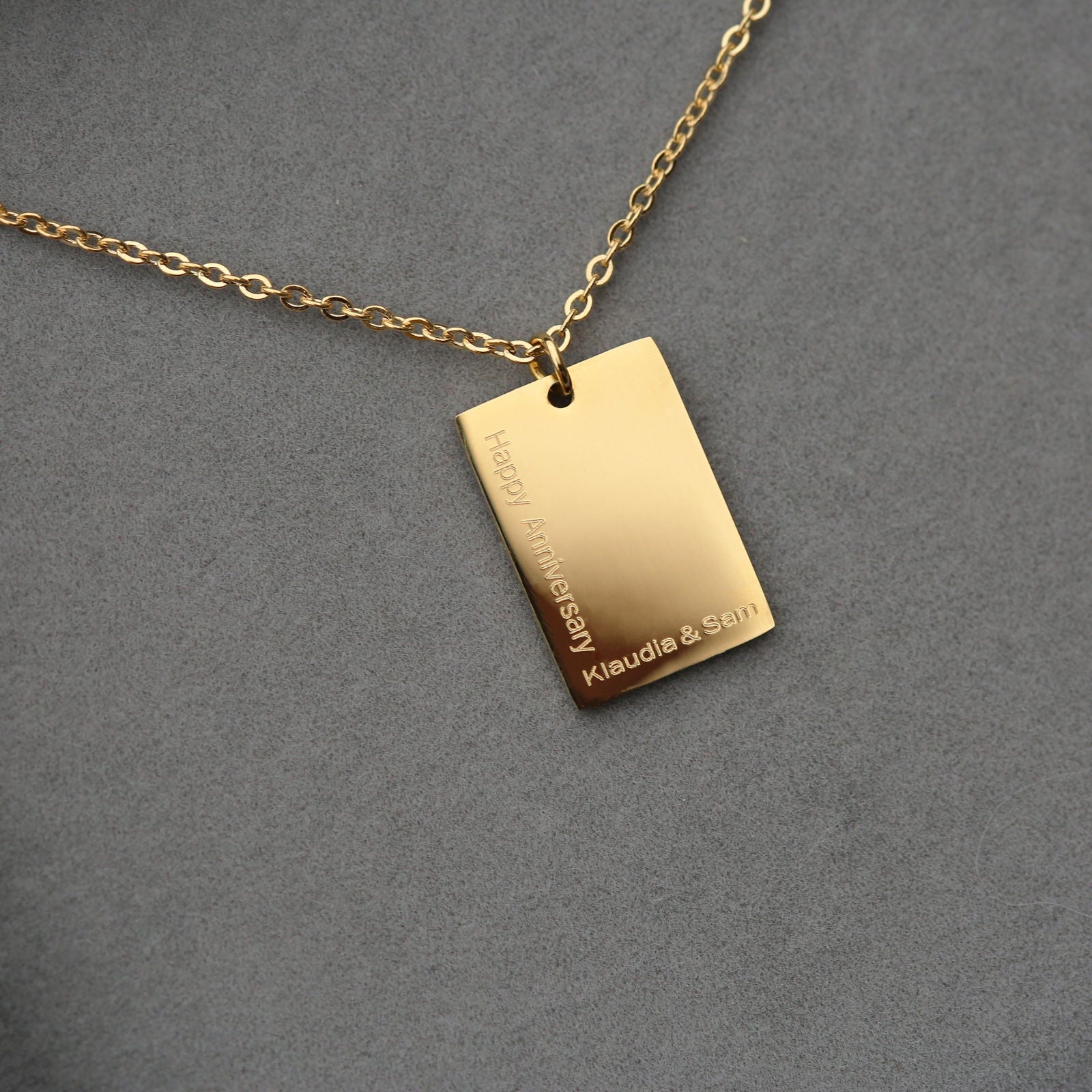 Ladies Engraved Tag Pendant Necklace  Necklaces Deeply Engraved
