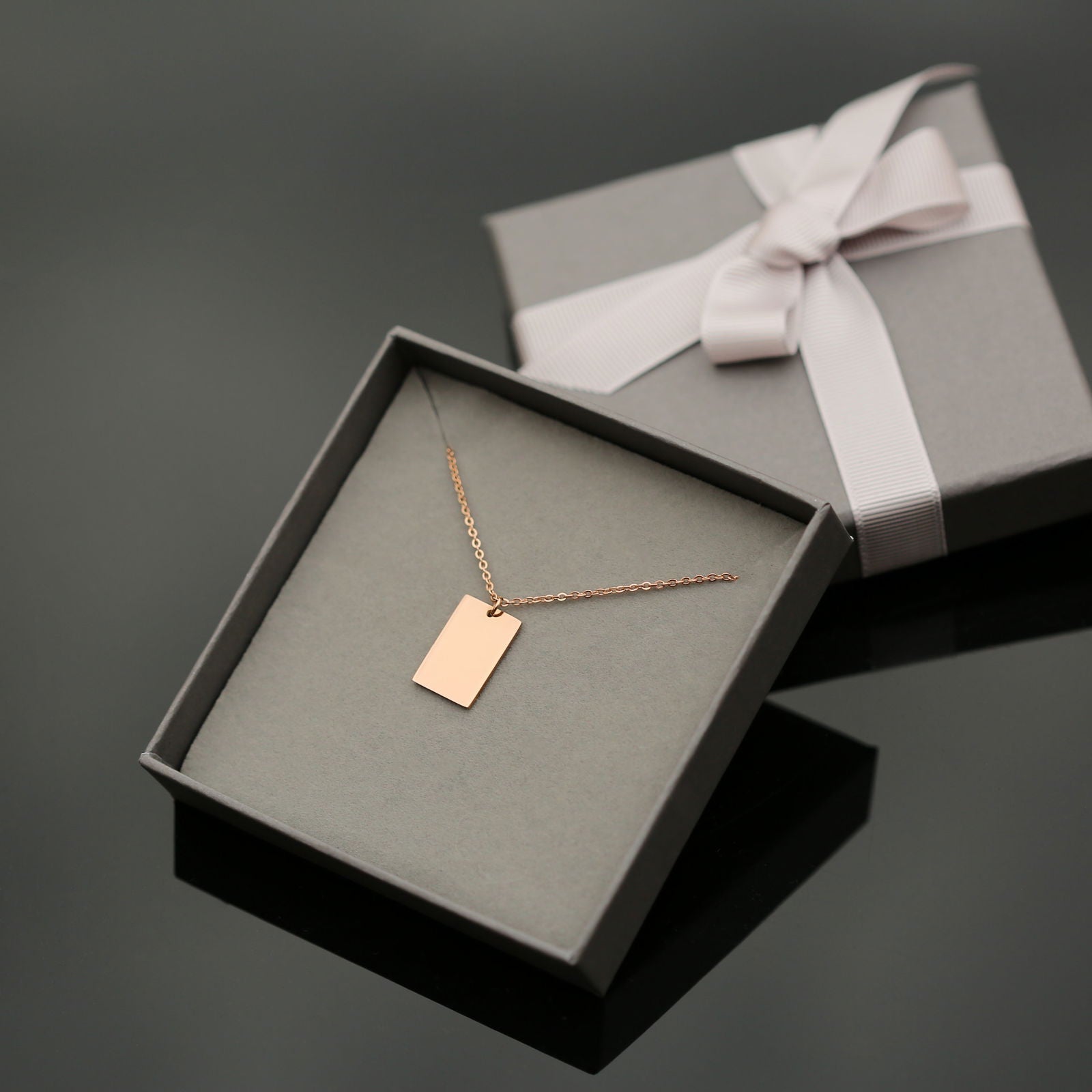 Ladies Engraved Tag Pendant Necklace  Necklaces Deeply Engraved