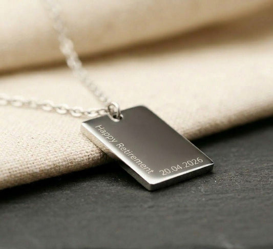 Ladies Engraved Tag Pendant Necklace  Necklaces Deeply Engraved