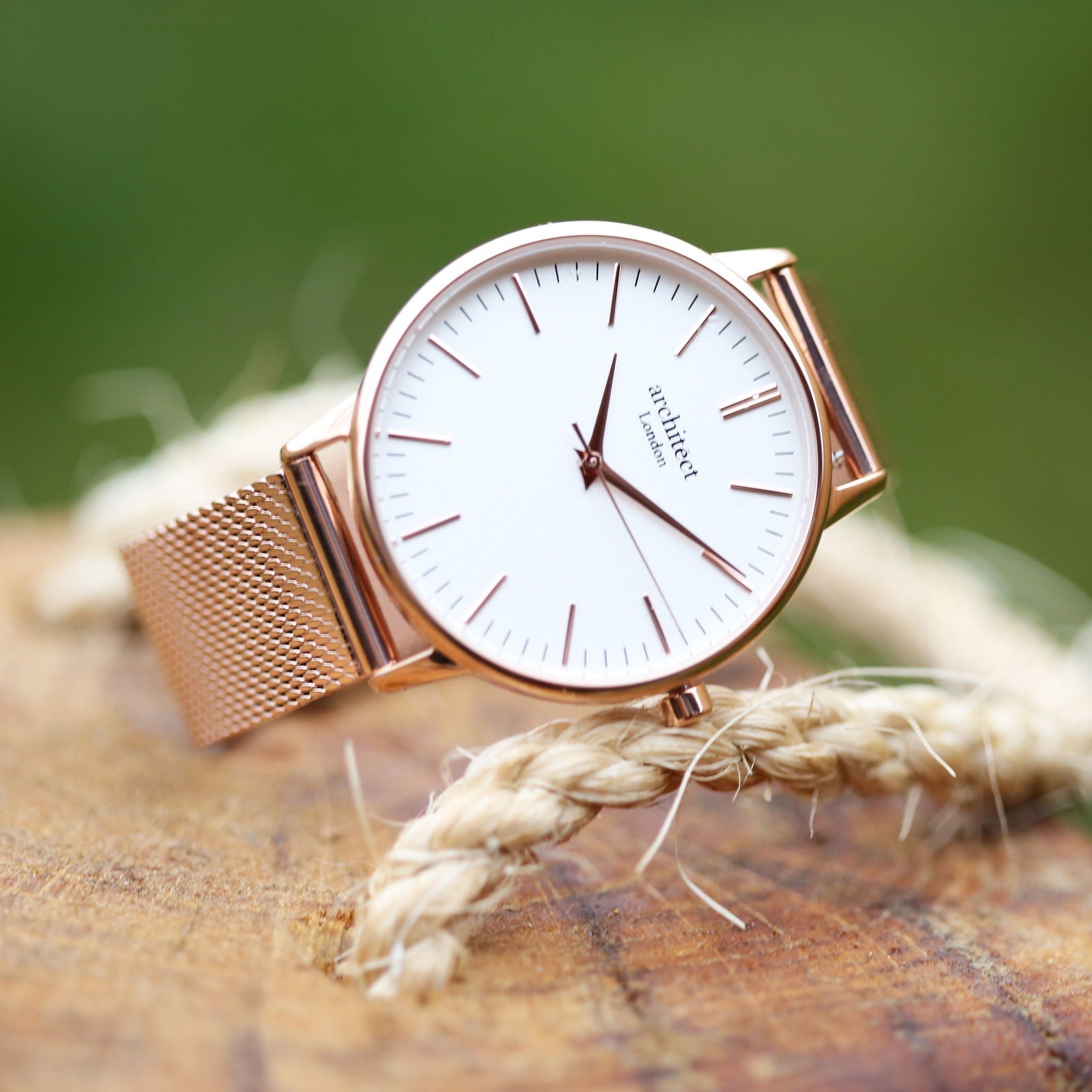 Ladies Handwriting Engraved Watch – Rose Gold Mesh Strap  Ladies' Watches Deeply Engraved
