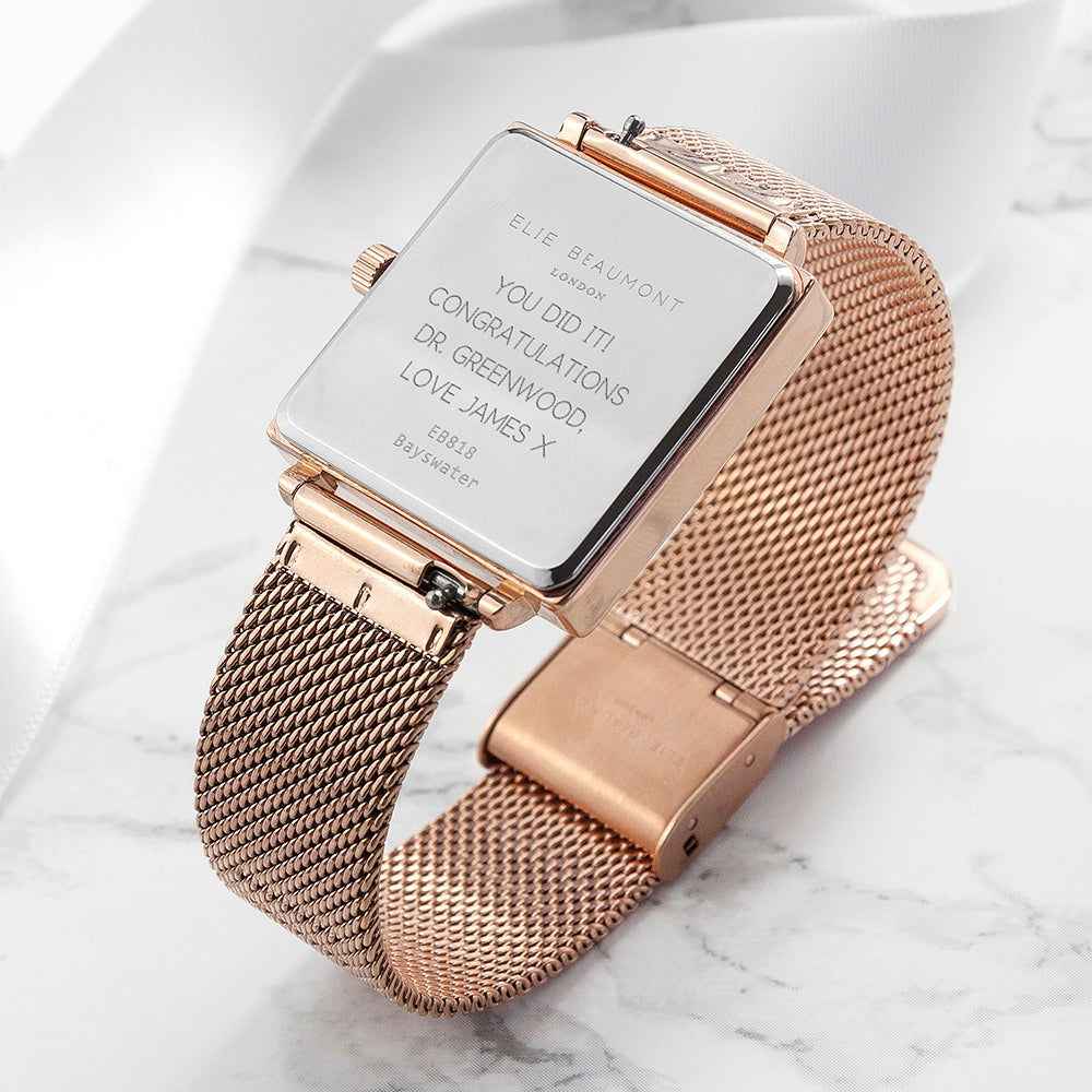 Ladies Metallic Personalized Watch in Rose Gold  Ladies' Watches Deeply Engraved