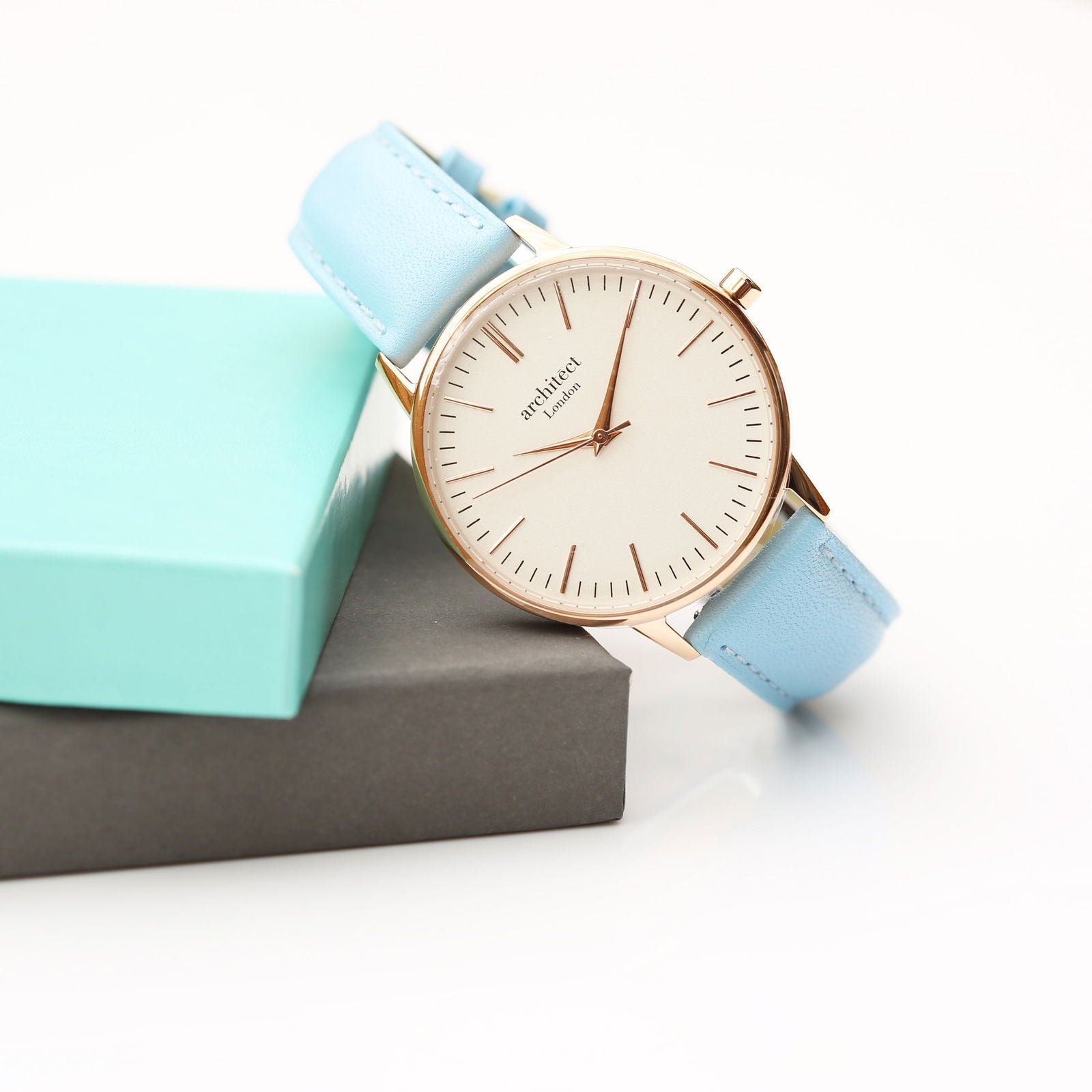 Ladies Minimalist Handwriting Engraved Watch – Light Blue Strap  Ladies' Watches Deeply Engraved