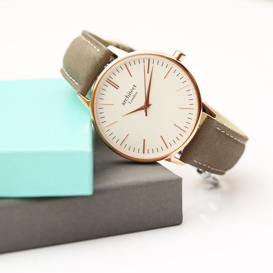 Ladies Minimalist Handwriting Personalized Watch – Grey Strap  Ladies' Watches Deeply Engraved