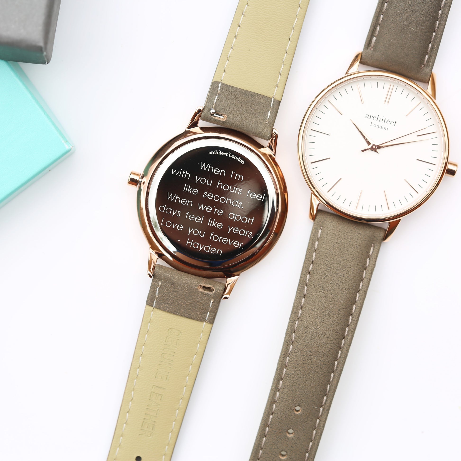 Ladies Minimalist Personalized Watch – Light Grey  Ladies' Watches Deeply Engraved