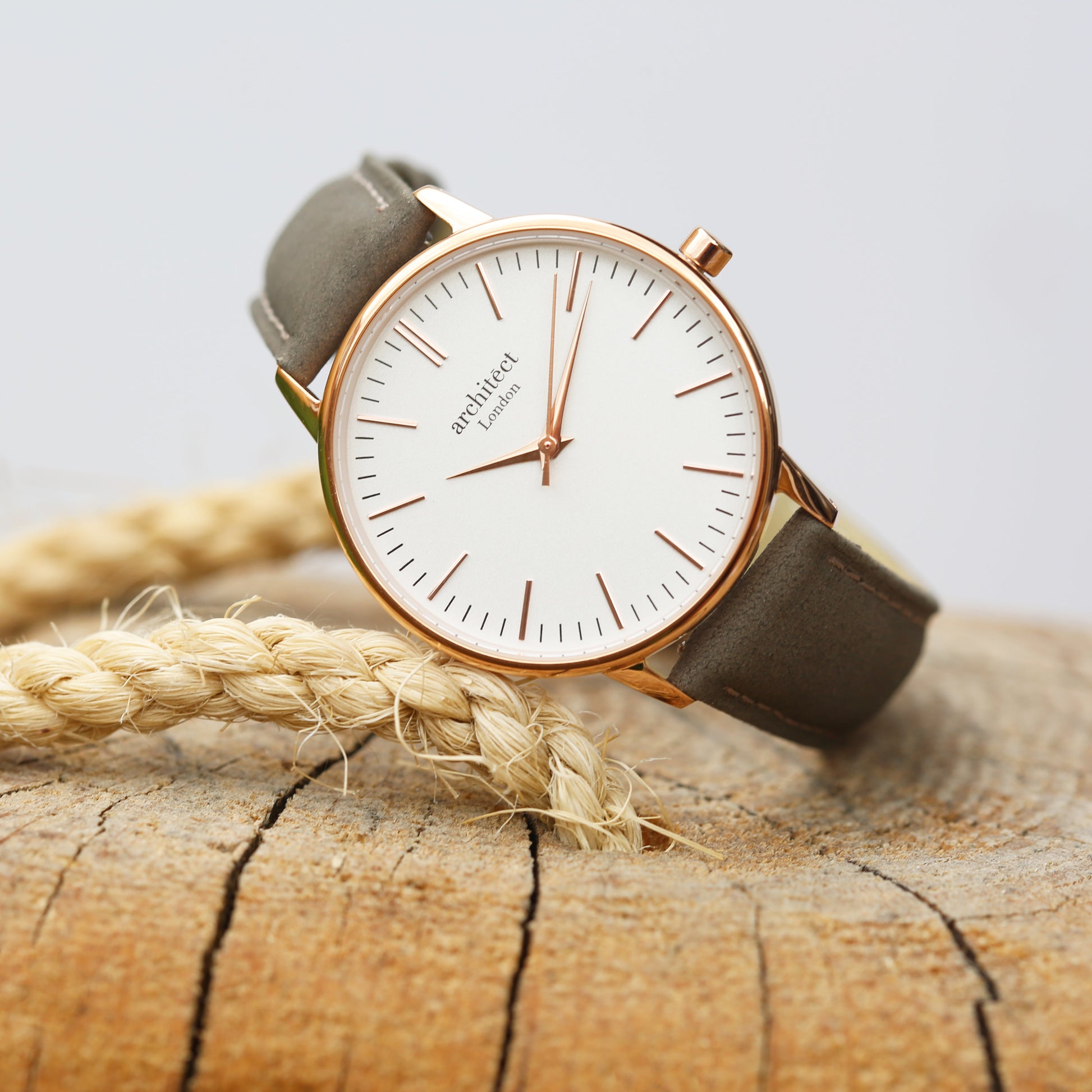 Ladies Minimalist Personalized Watch – Light Grey  Ladies' Watches Deeply Engraved