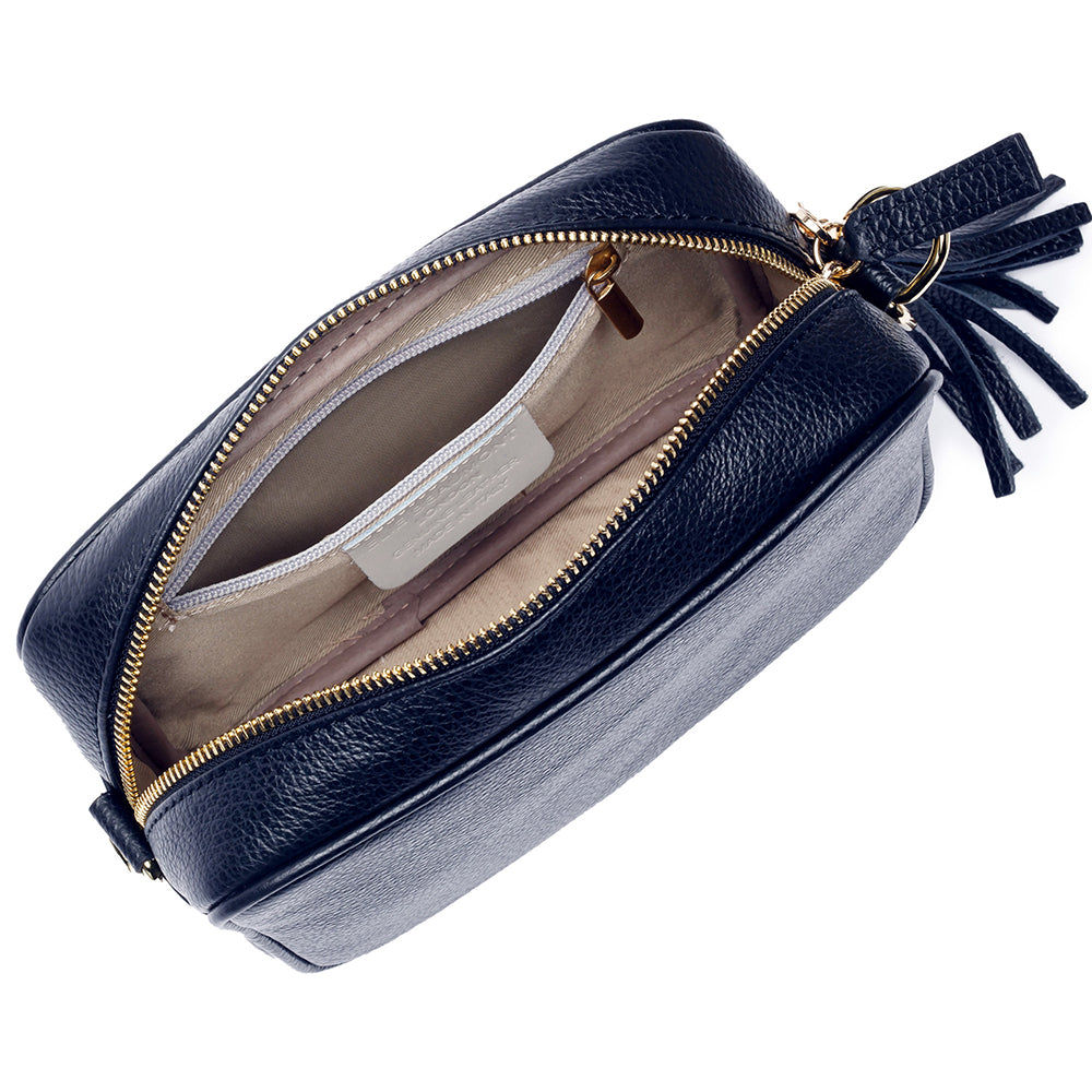Ladies Personalized Leather Crossbody Bag – Navy  Leather Bags Deeply Engraved