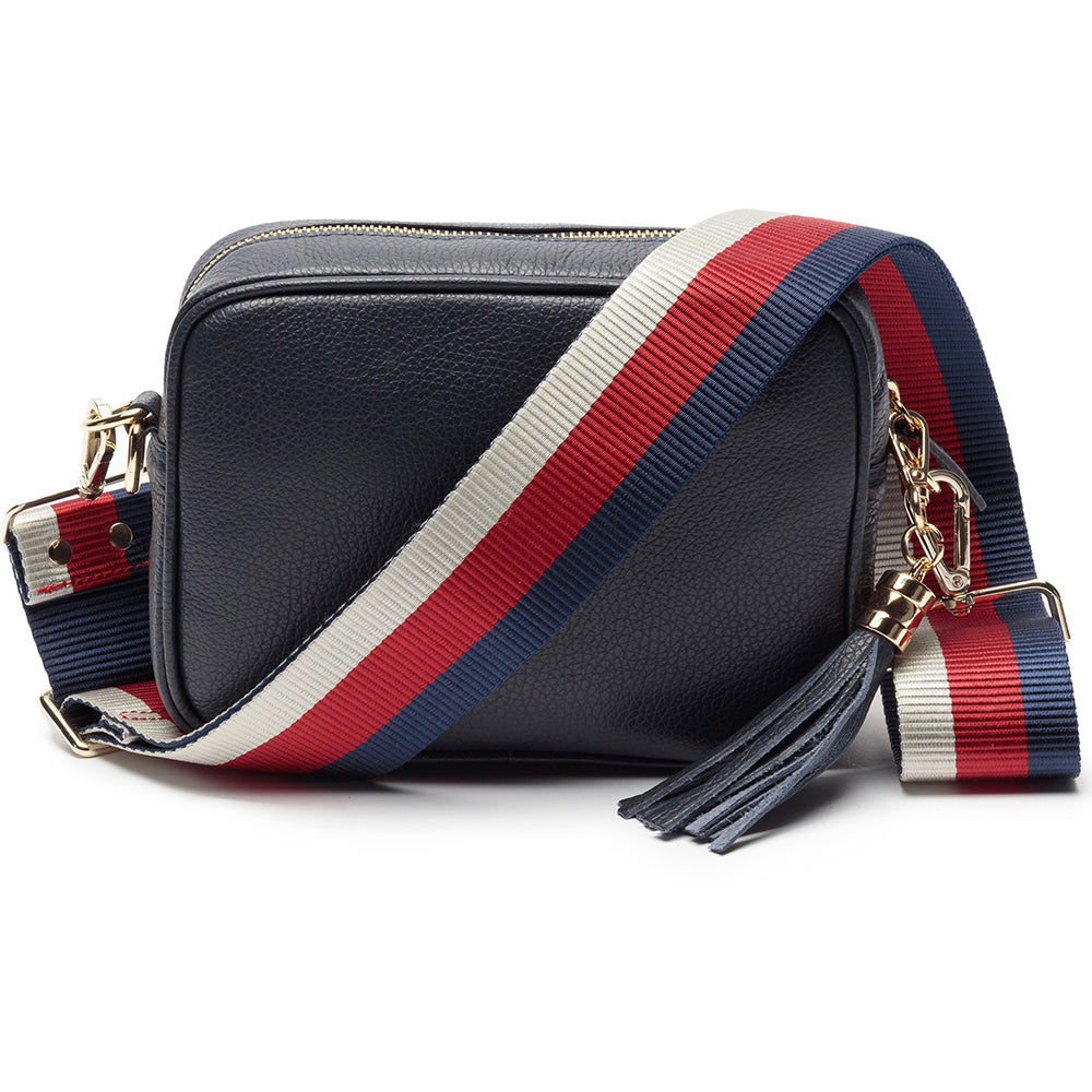 Ladies Personalized Leather Crossbody Bag – Navy  Leather Bags Deeply Engraved