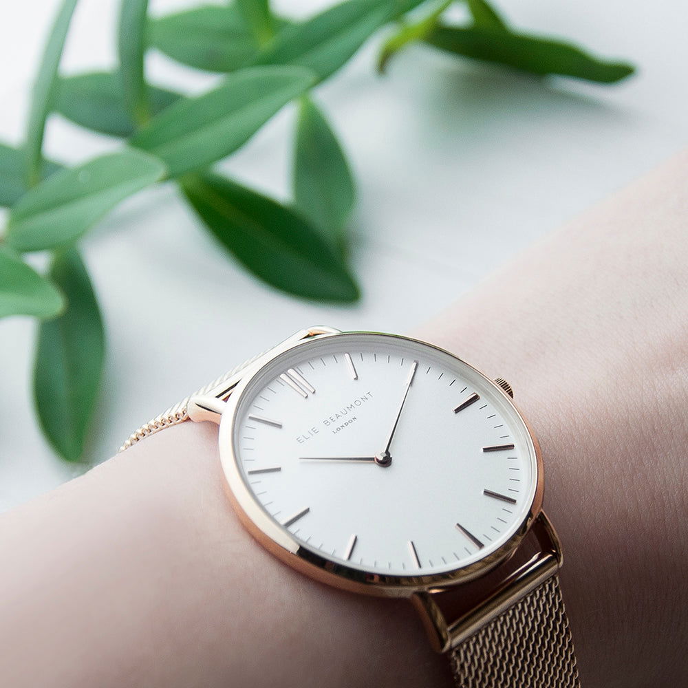 Ladies Personalized Watch In Rose Gold - Round  Ladies' Watches Deeply Engraved