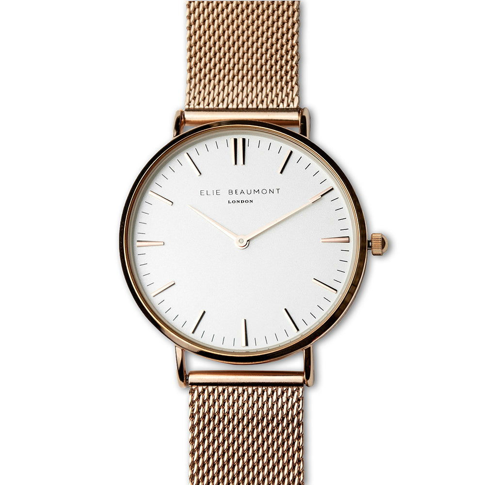 Ladies Personalized Watch In Rose Gold - Round  Ladies' Watches Deeply Engraved