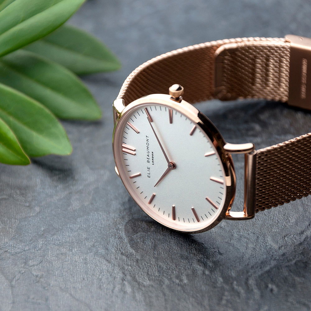 Ladies Personalized Watch In Rose Gold - Round  Ladies' Watches Deeply Engraved