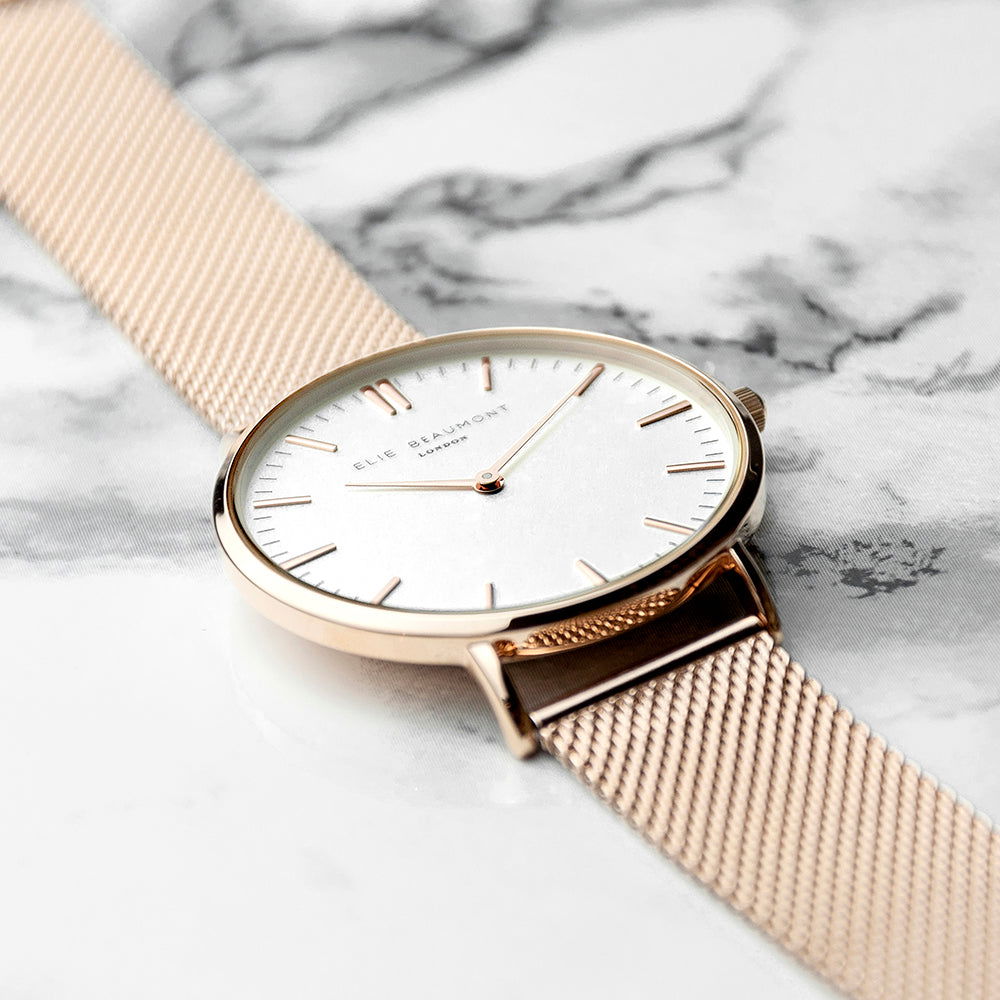 Ladies Personalized Watch In Rose Gold - Round  Ladies' Watches Deeply Engraved