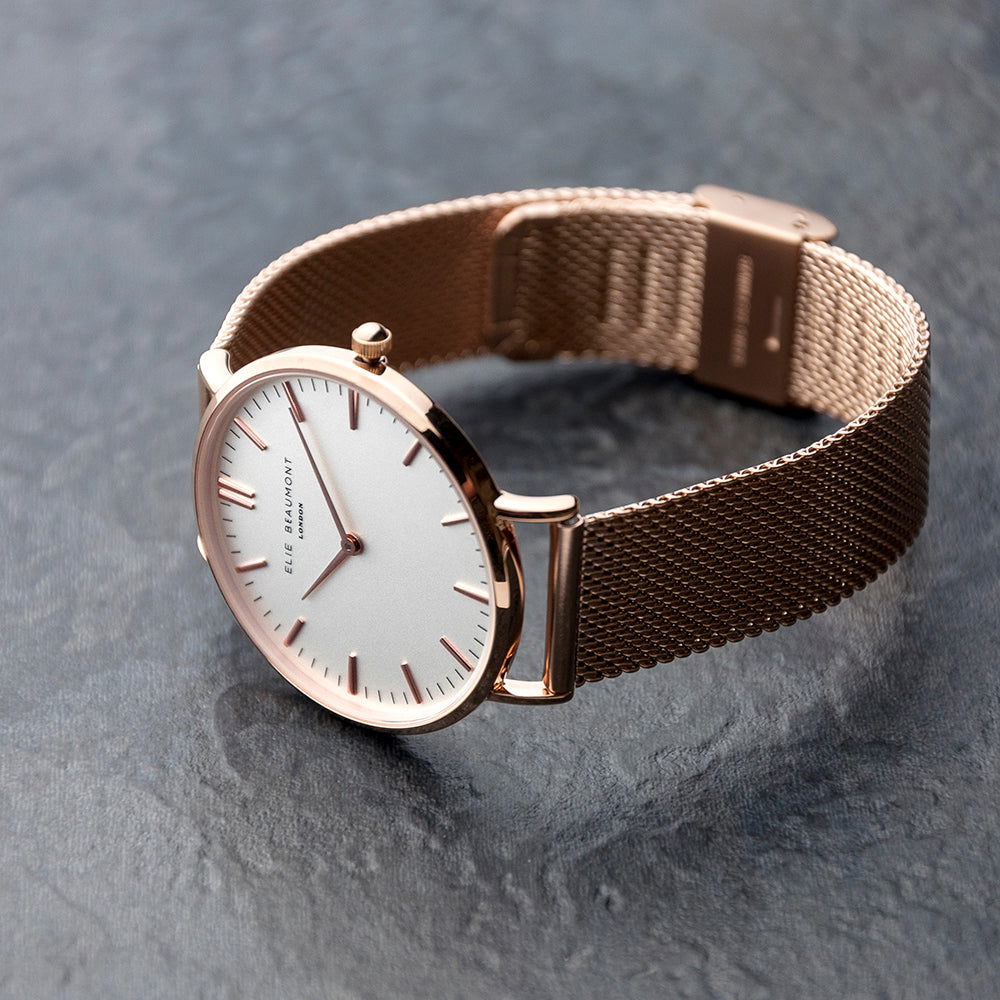 Ladies Personalized Watch In Rose Gold - Round  Ladies' Watches Deeply Engraved