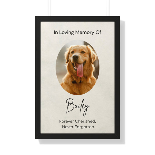 Large Framed Pet Memorial Print – 20x30"  Memorial Wall Art Prints Deeply Engraved